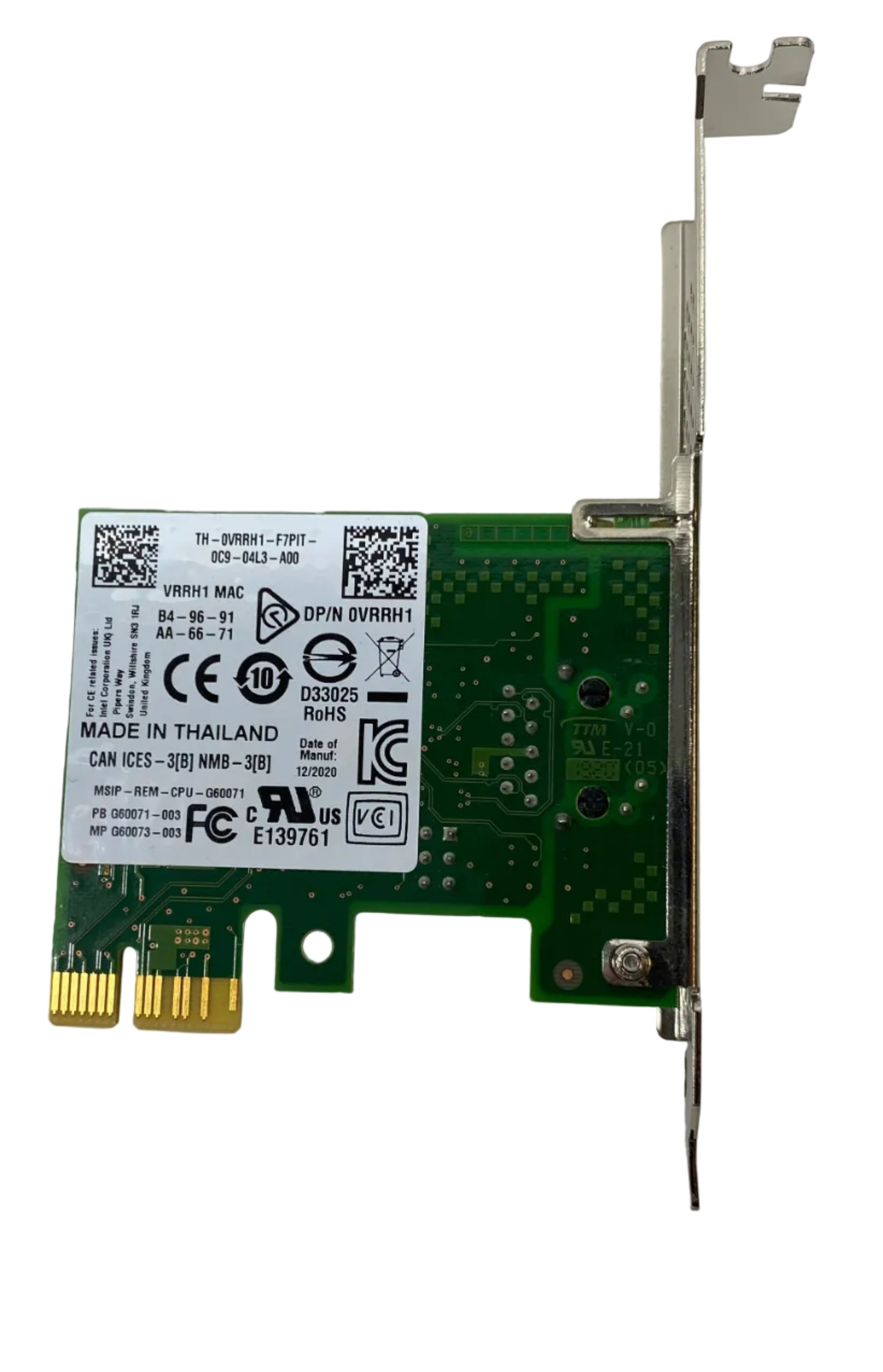 Dell VRRH1 Single Ethernet Port PCI-E X1 Network Interface Card