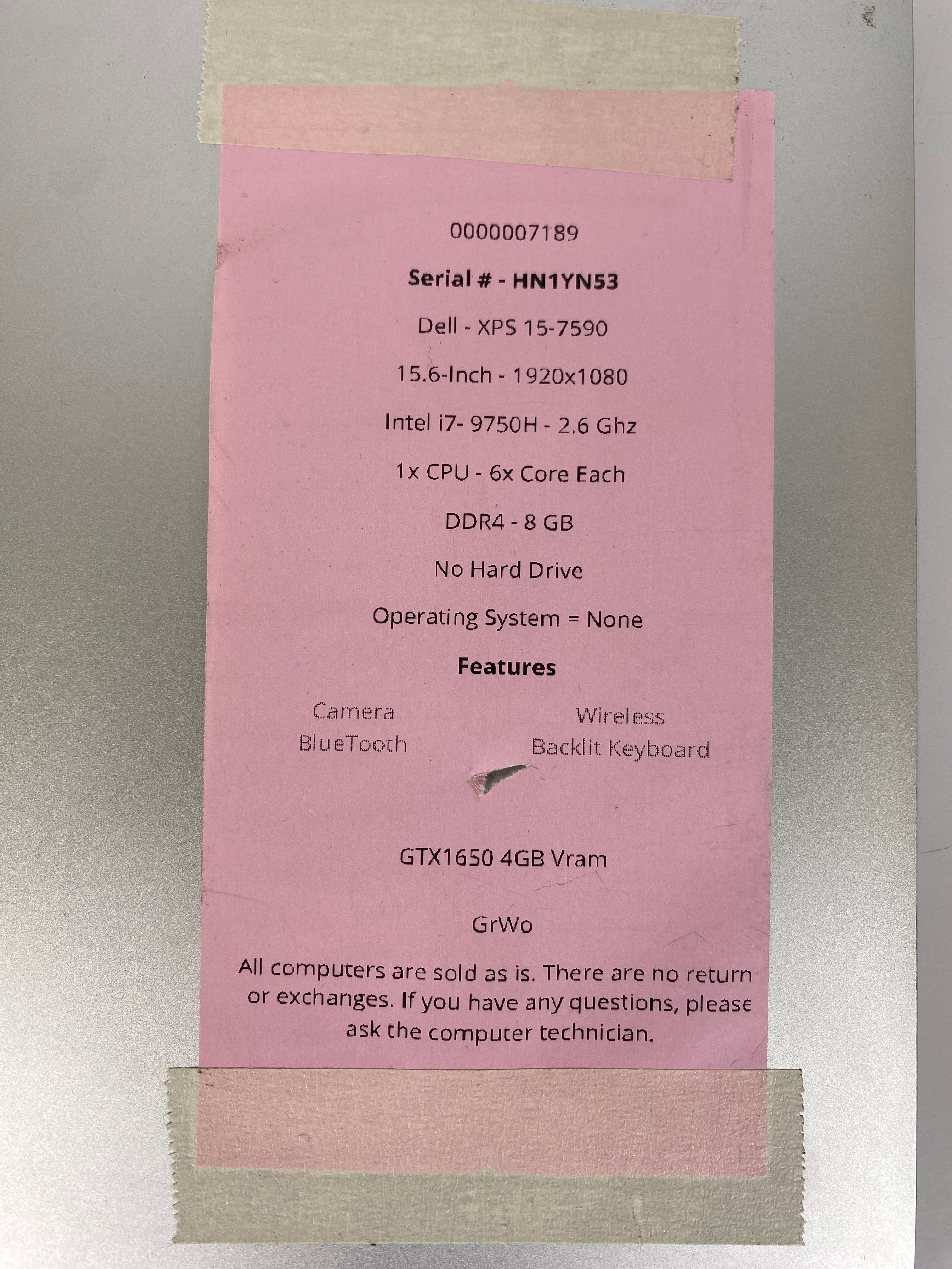 Dell XPS 15-7590 i7 9th Gen Windows 11 Home