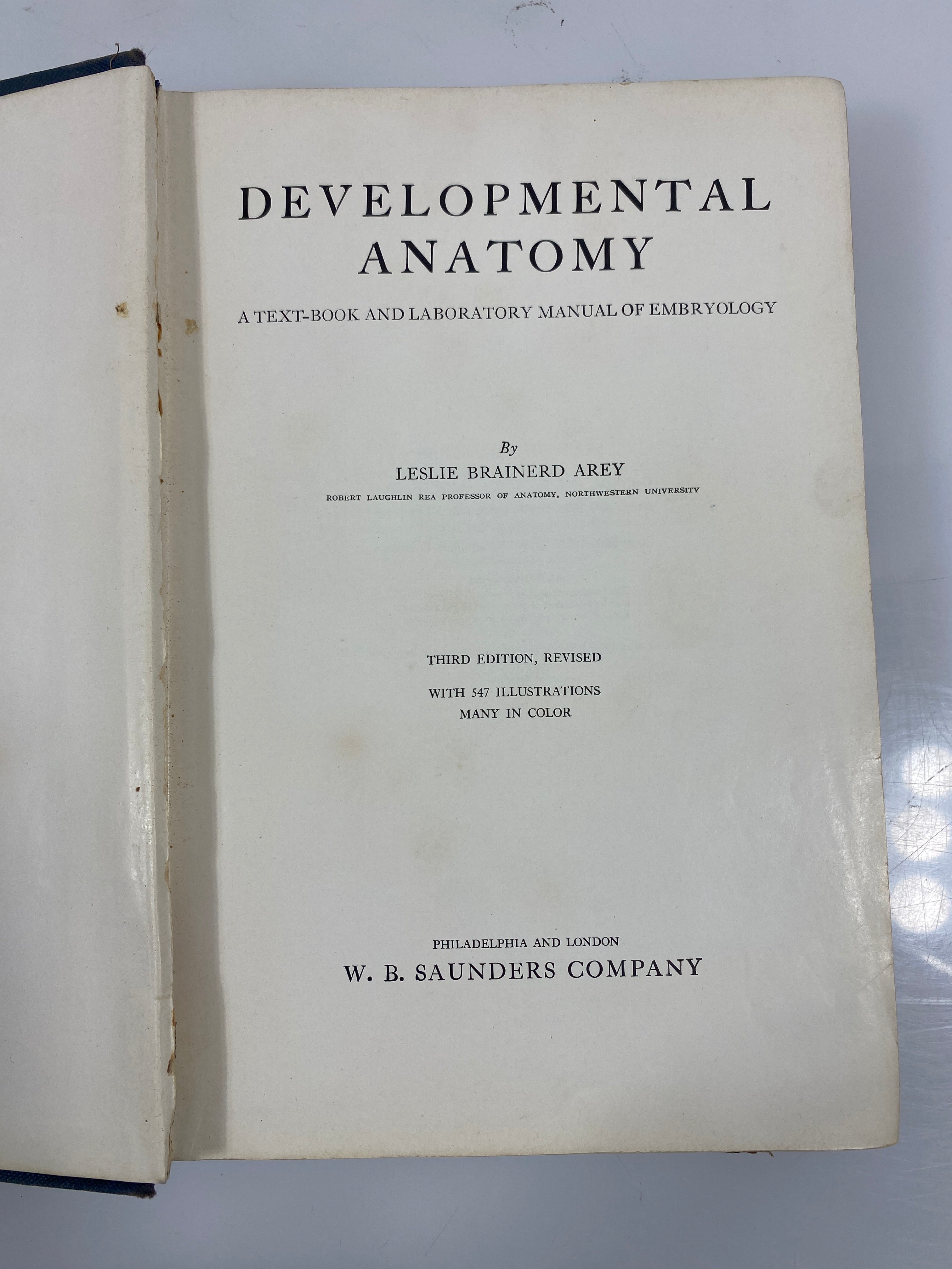 Developmental Anatomy by Arey 3rd Ed. 1938 HC