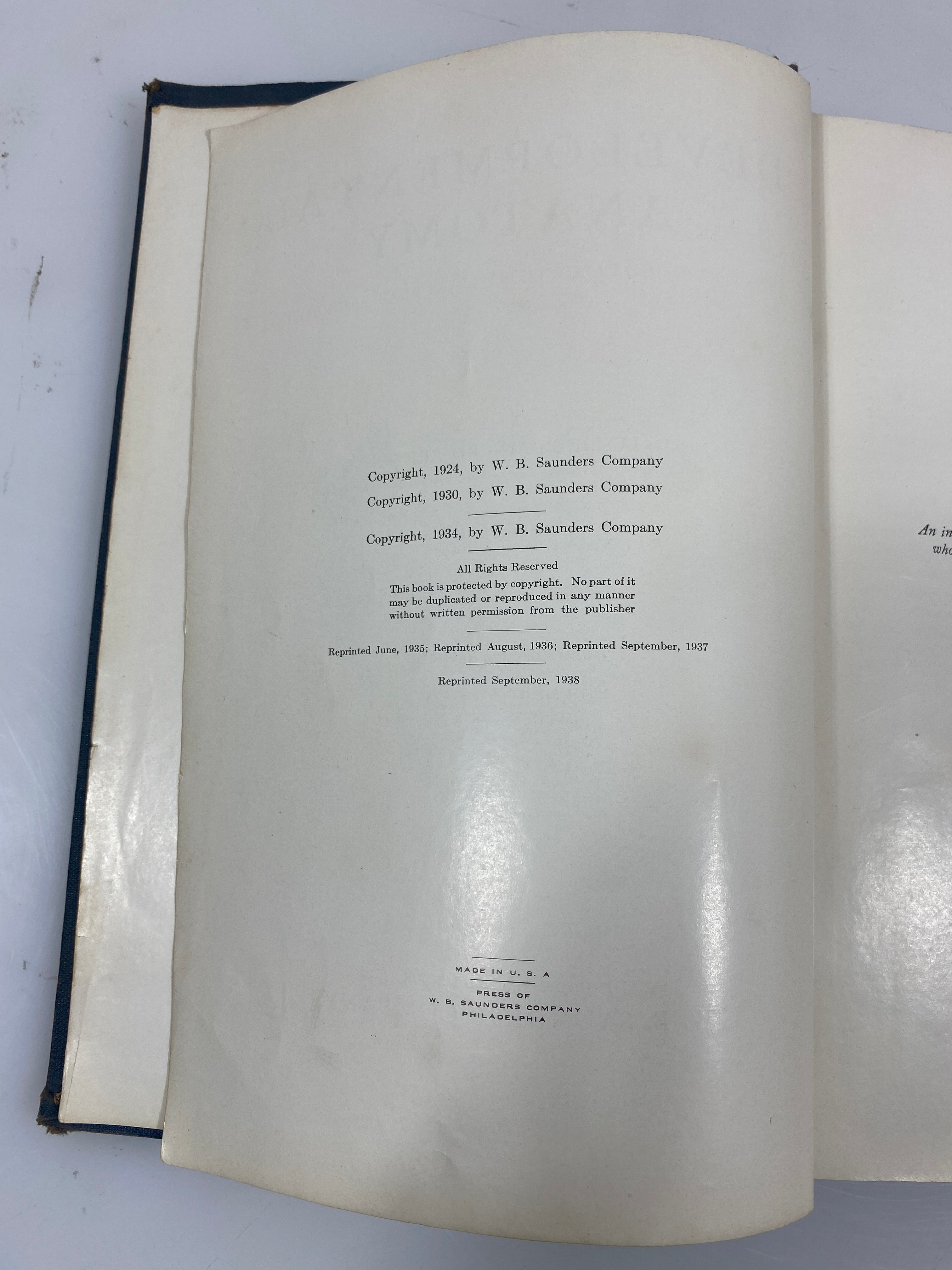 Developmental Anatomy by Arey 3rd Ed. 1938 HC