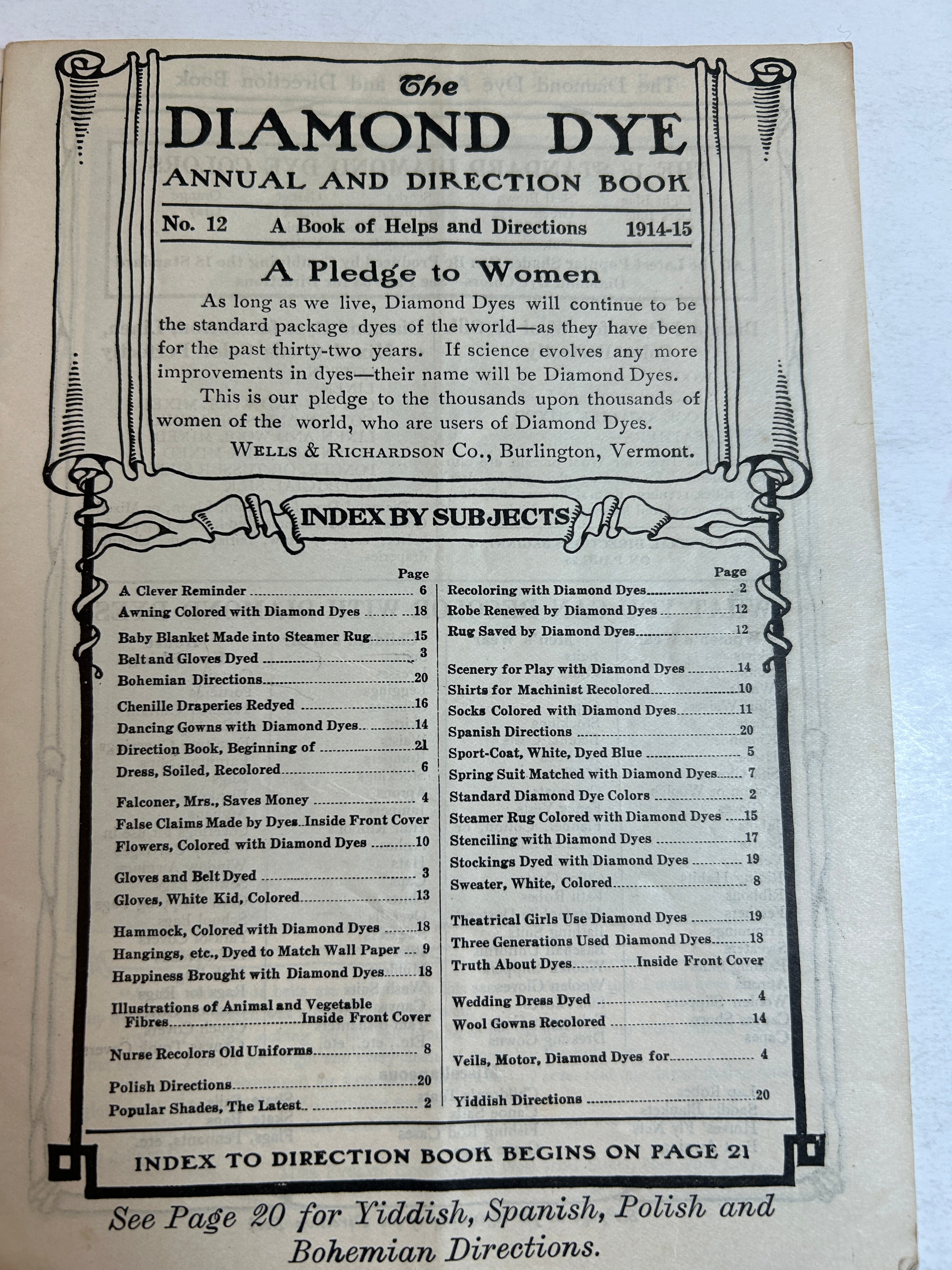 Diamond Dye Annual Direction Book 1914-1915