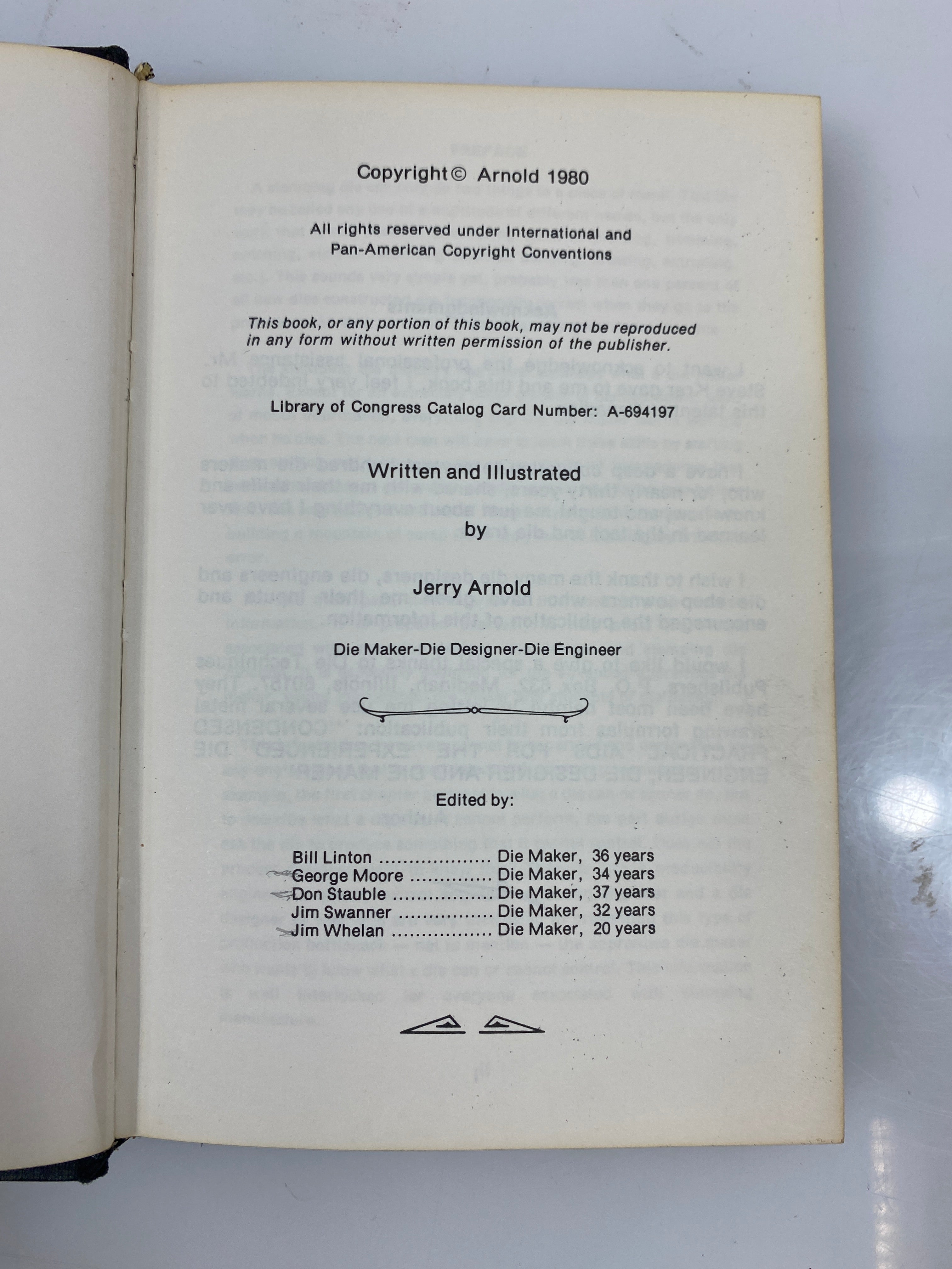 Die Makers Handbook by Arnold 1st Ed. 1980 HC