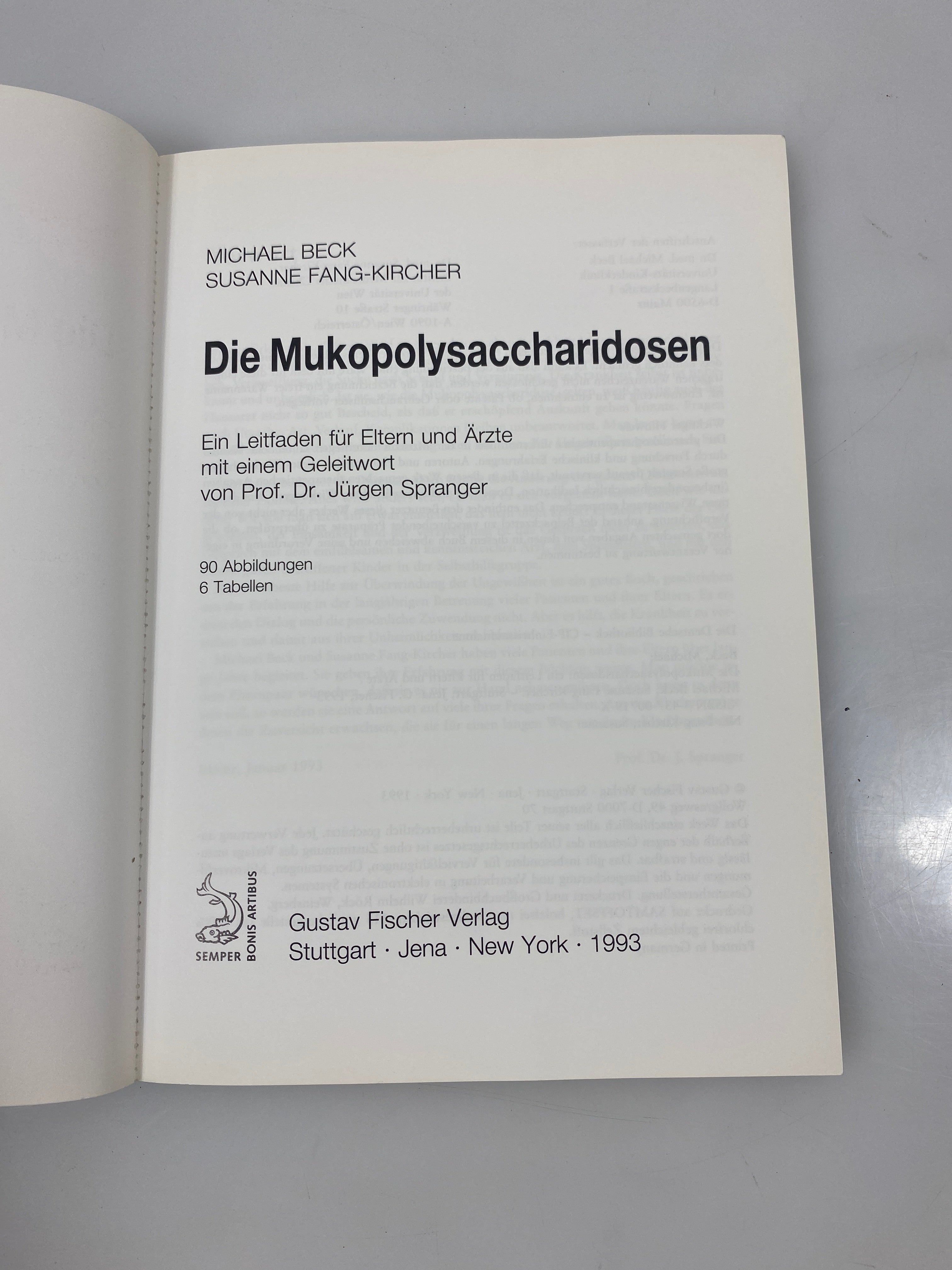 Die Mukopolysaccharidosen by Beck/Fang-Kircher 1993 SC