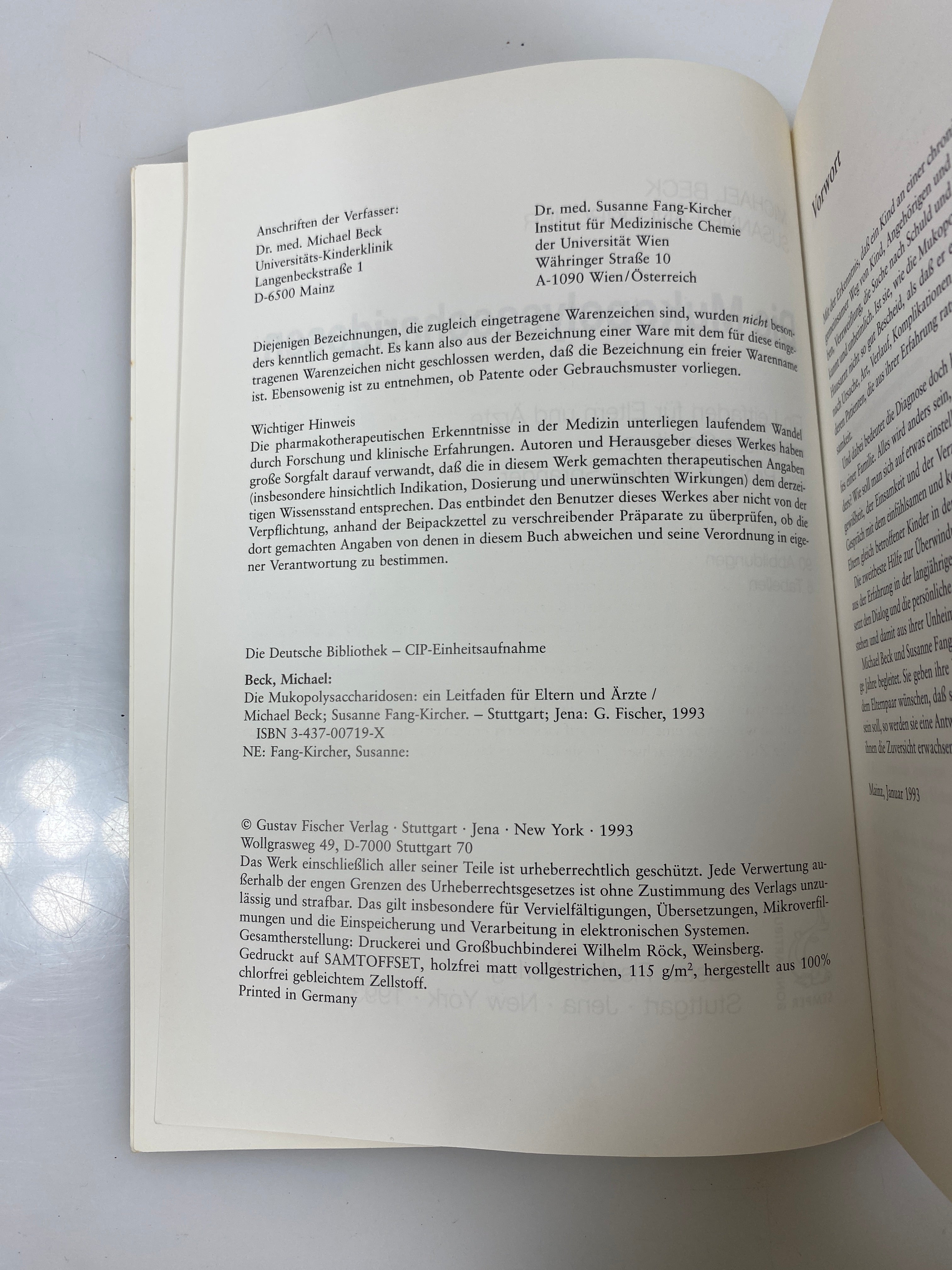 Die Mukopolysaccharidosen by Beck/Fang-Kircher 1993 SC