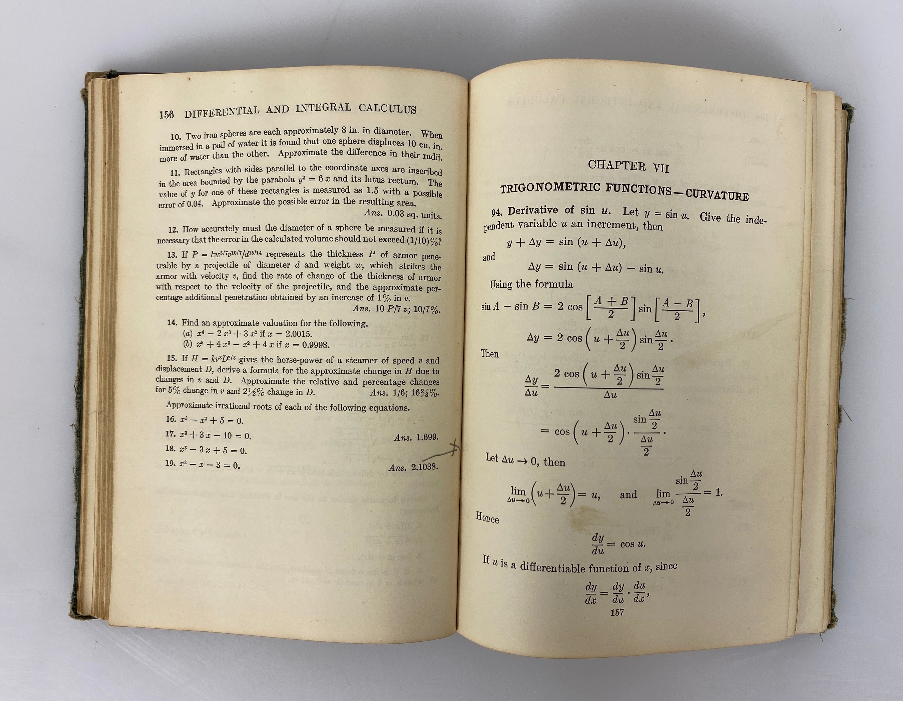 Differential and Integral Calculus by Neelley/Tracey 1932 First Edition HC