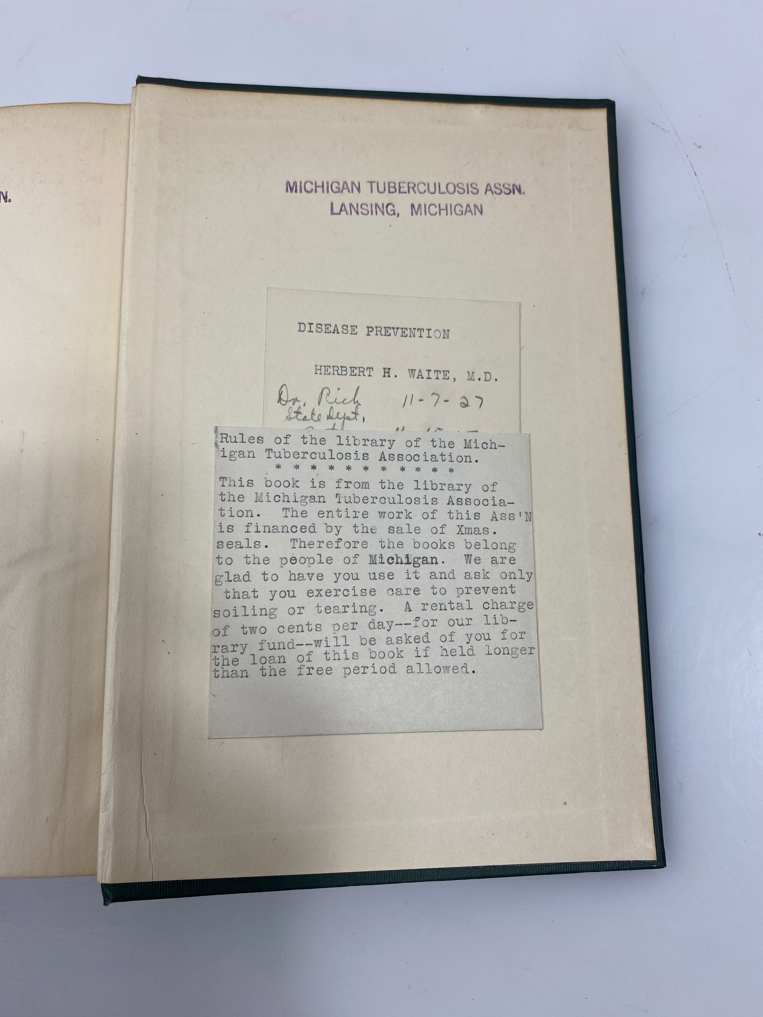 Disease Prevention by Waite Ex-library 1926 HC