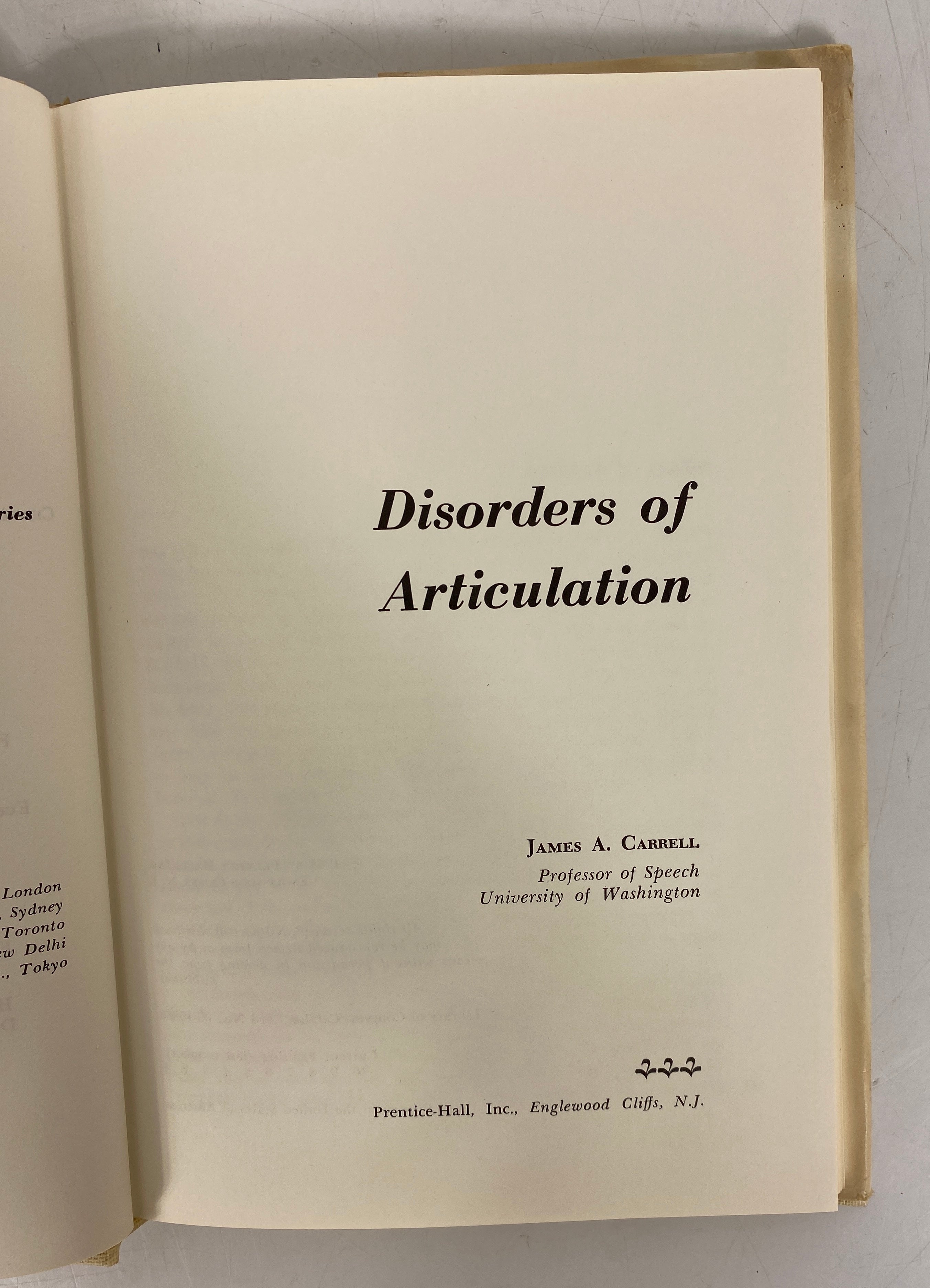 Disorders of Articulation James Carrell 1968 1st Printing HC DJ