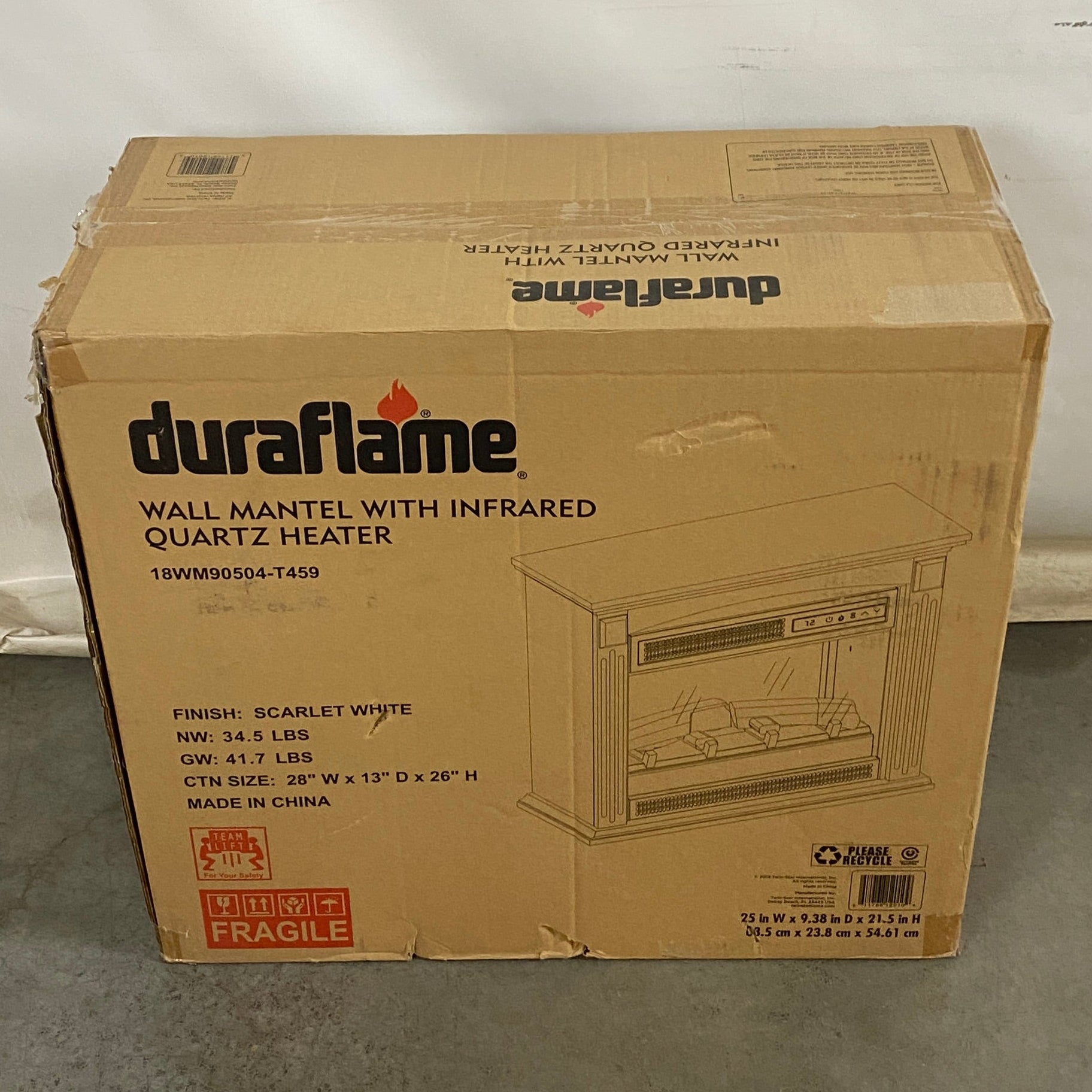 Duraflame #18WM90504-T459 Scarlet White Wall Mounted Mantel *New*