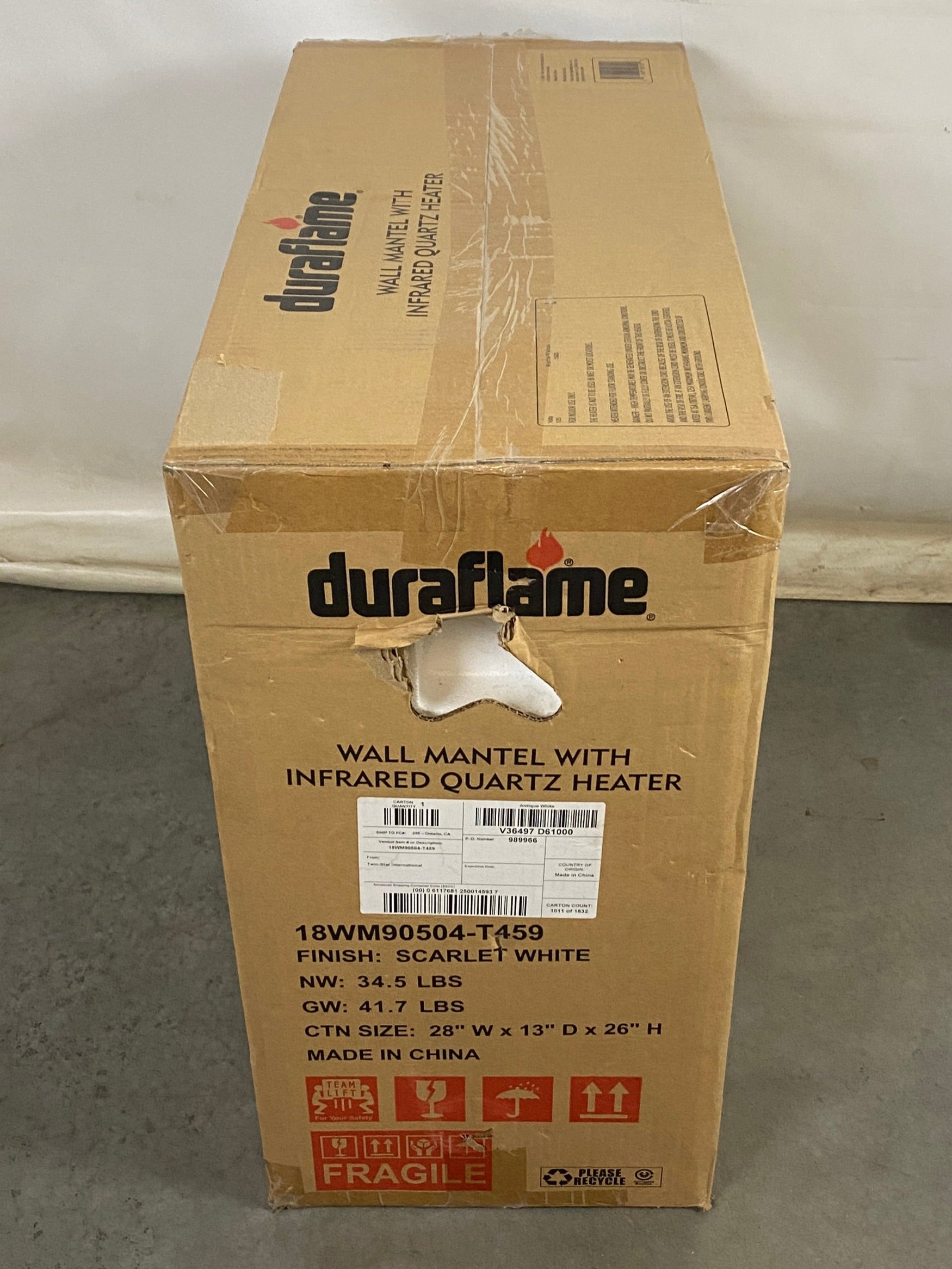 Duraflame #18WM90504-T459 Scarlet White Wall Mounted Mantel *New*