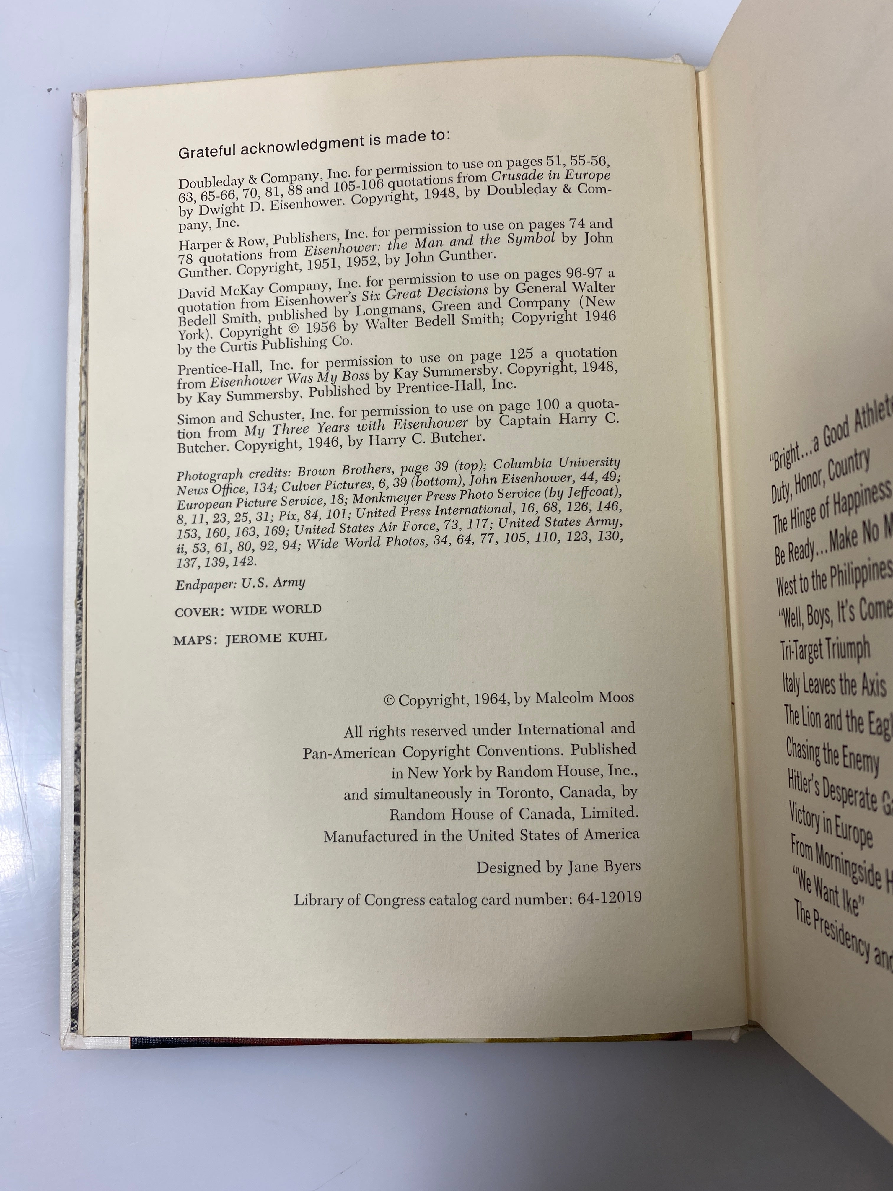 Dwight D. Eisenhower Malcom Moos Random House 1964 HC