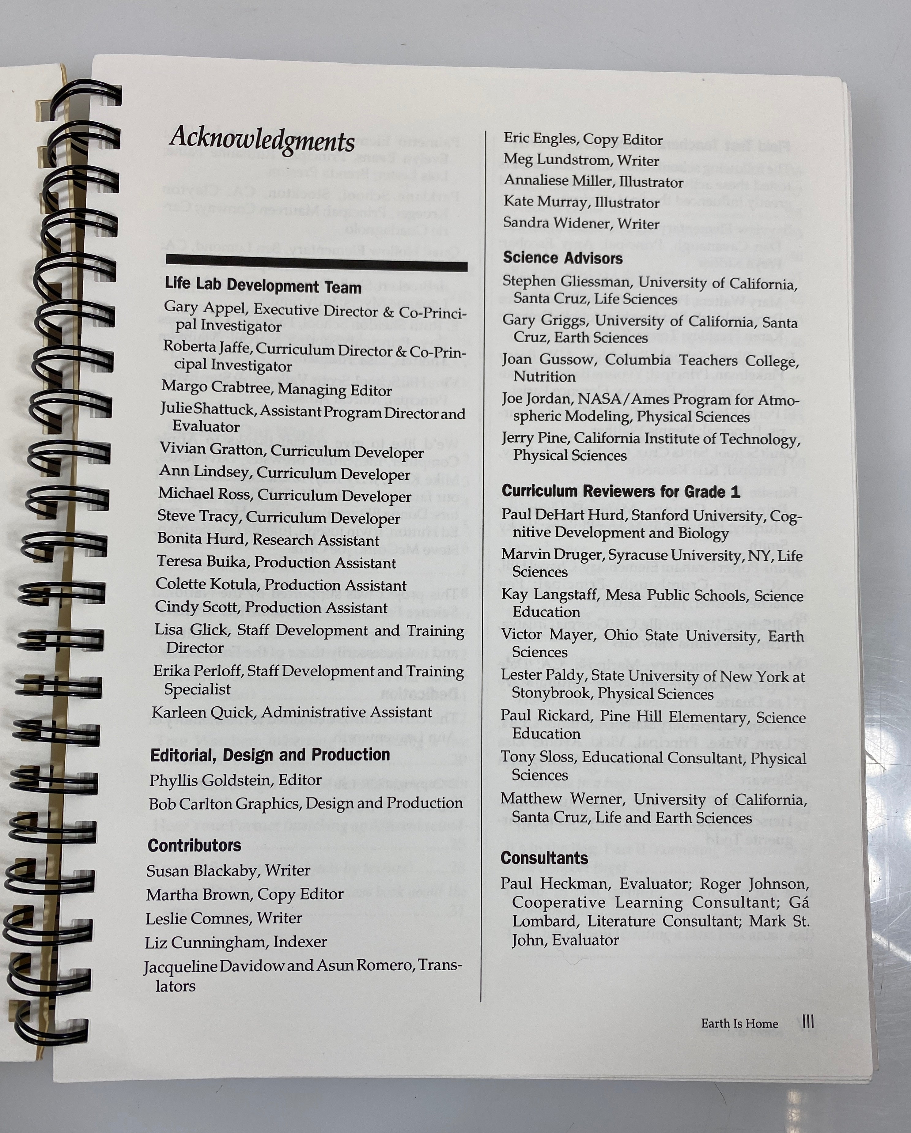 Earth is Home Life Lab Science Grade 1 Teacher's Resource Book Spiral Bound