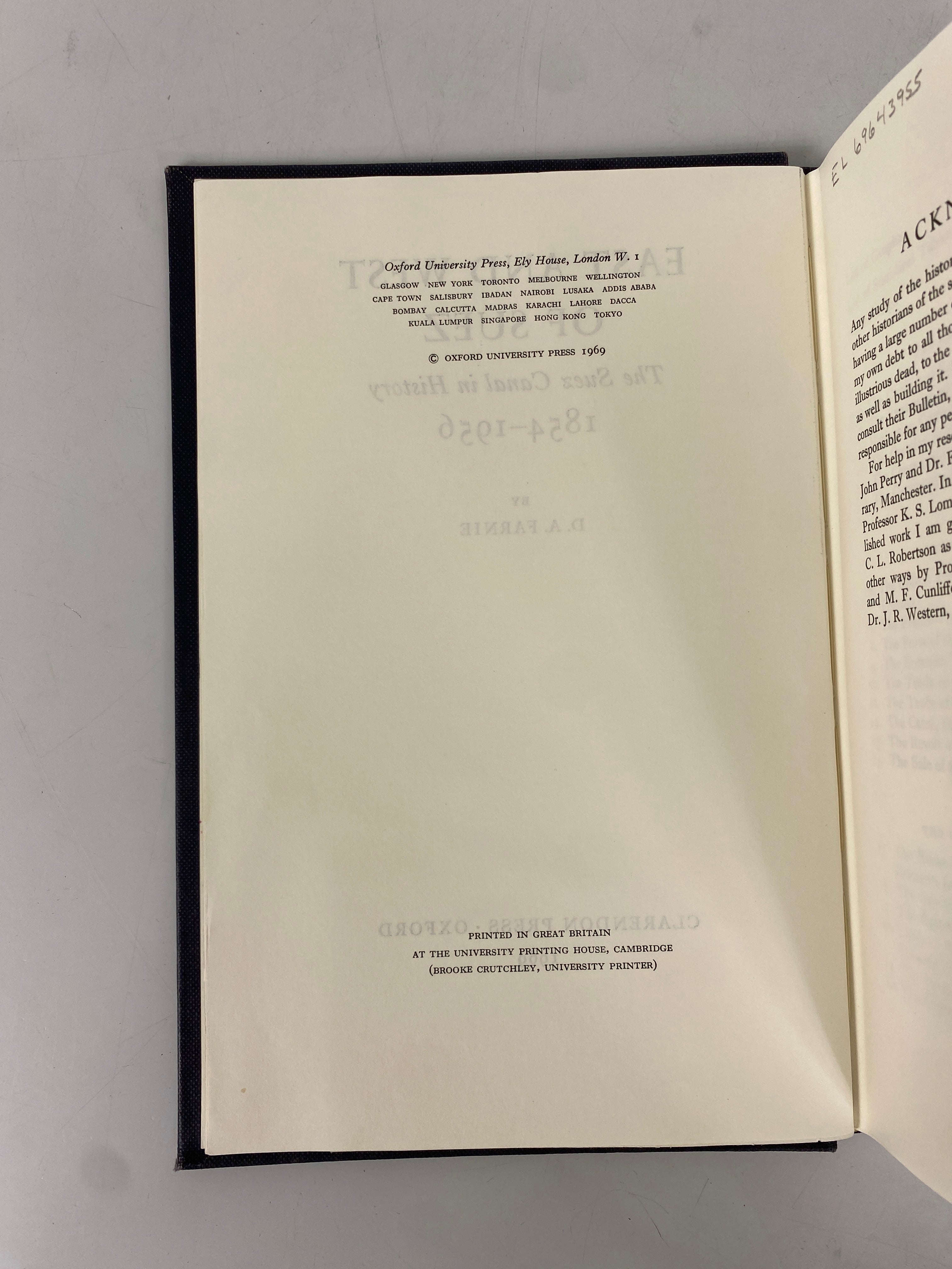 East and West of Suez 1854-1956 D.A. Farnie 1969 Ex-Library HC