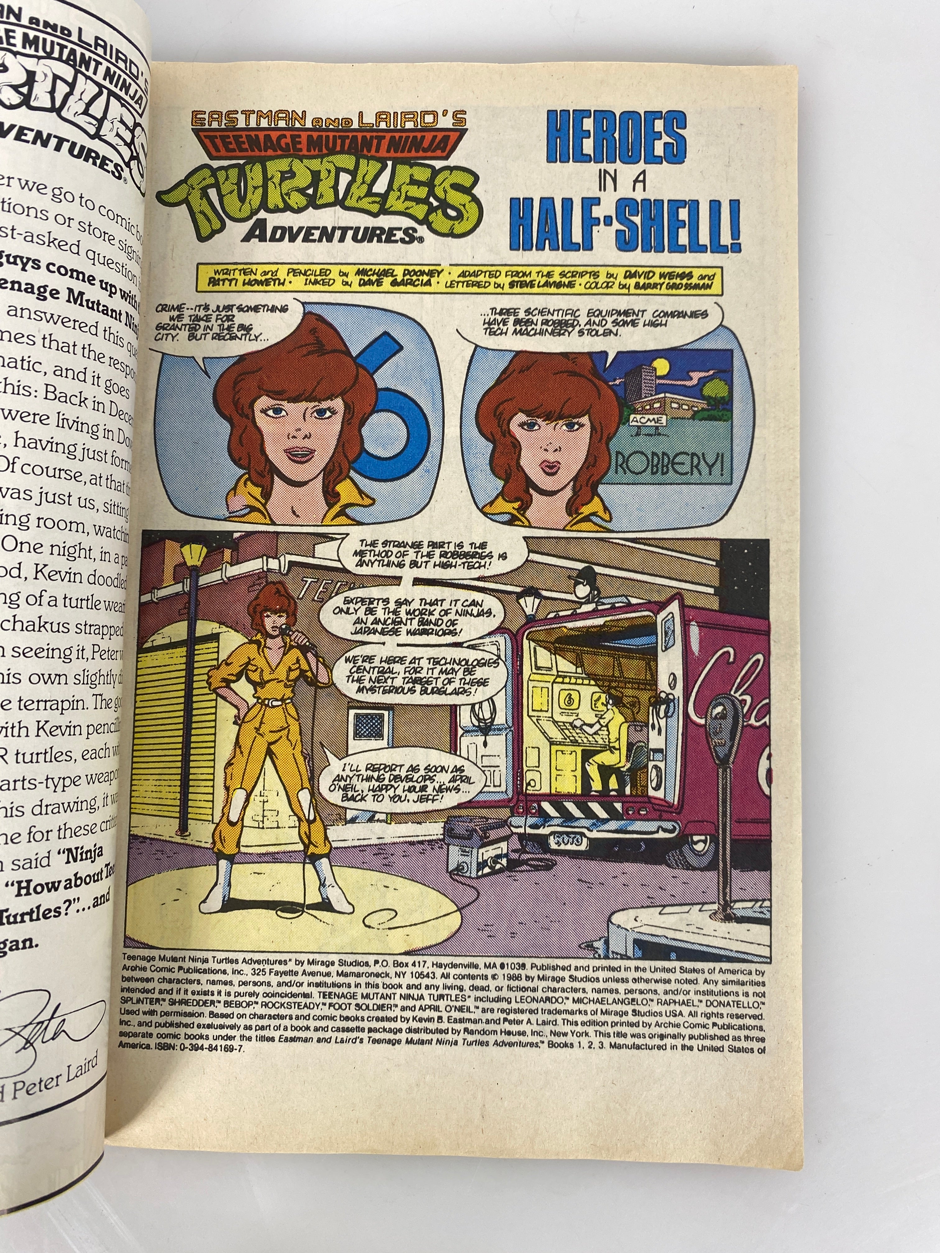 Eastman and Laird Ninja Turtle Adventures Comic 1988