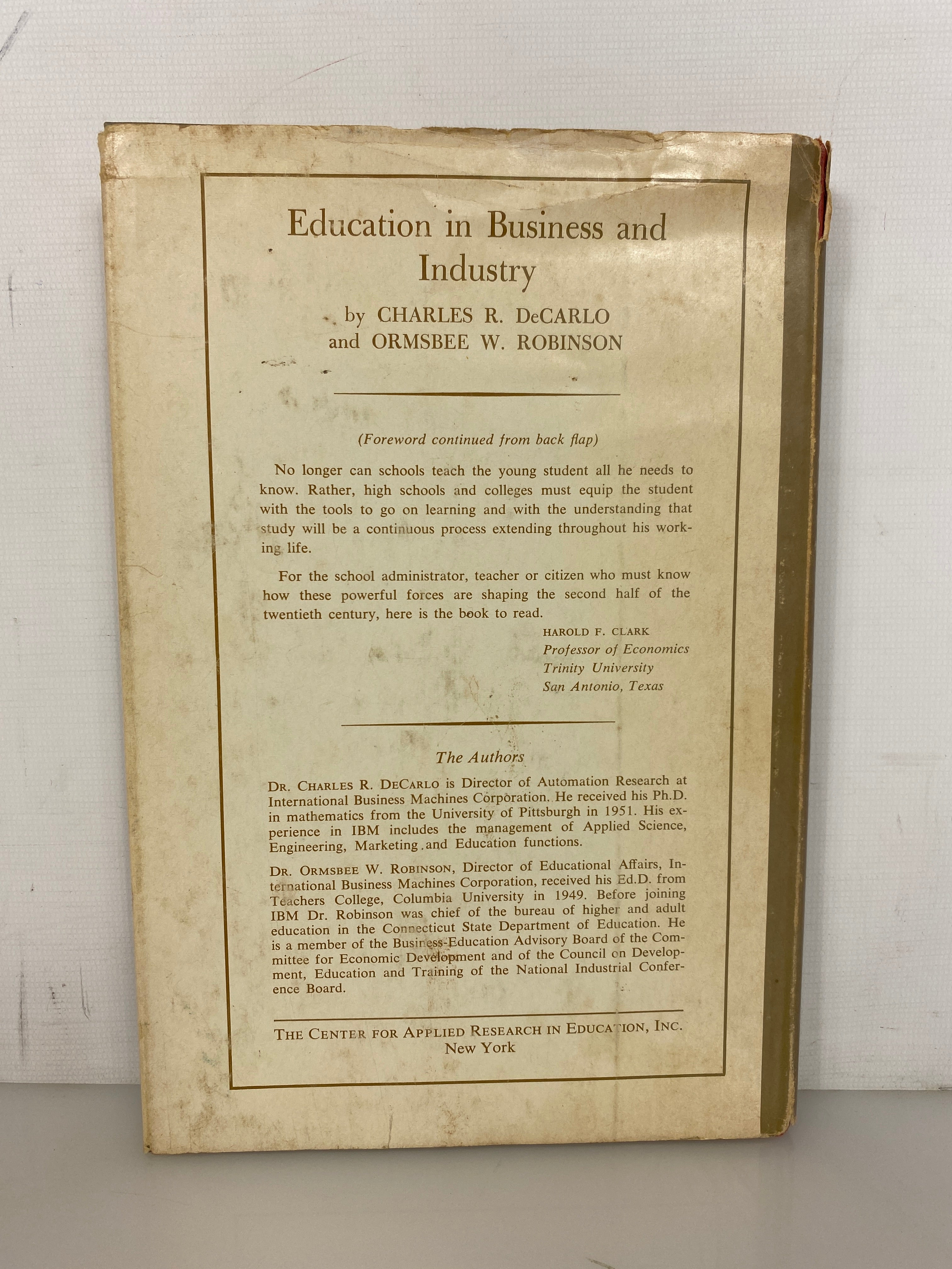Education in Business & Industry Decarlo/Robinson 1968 2nd Printing HCDJ