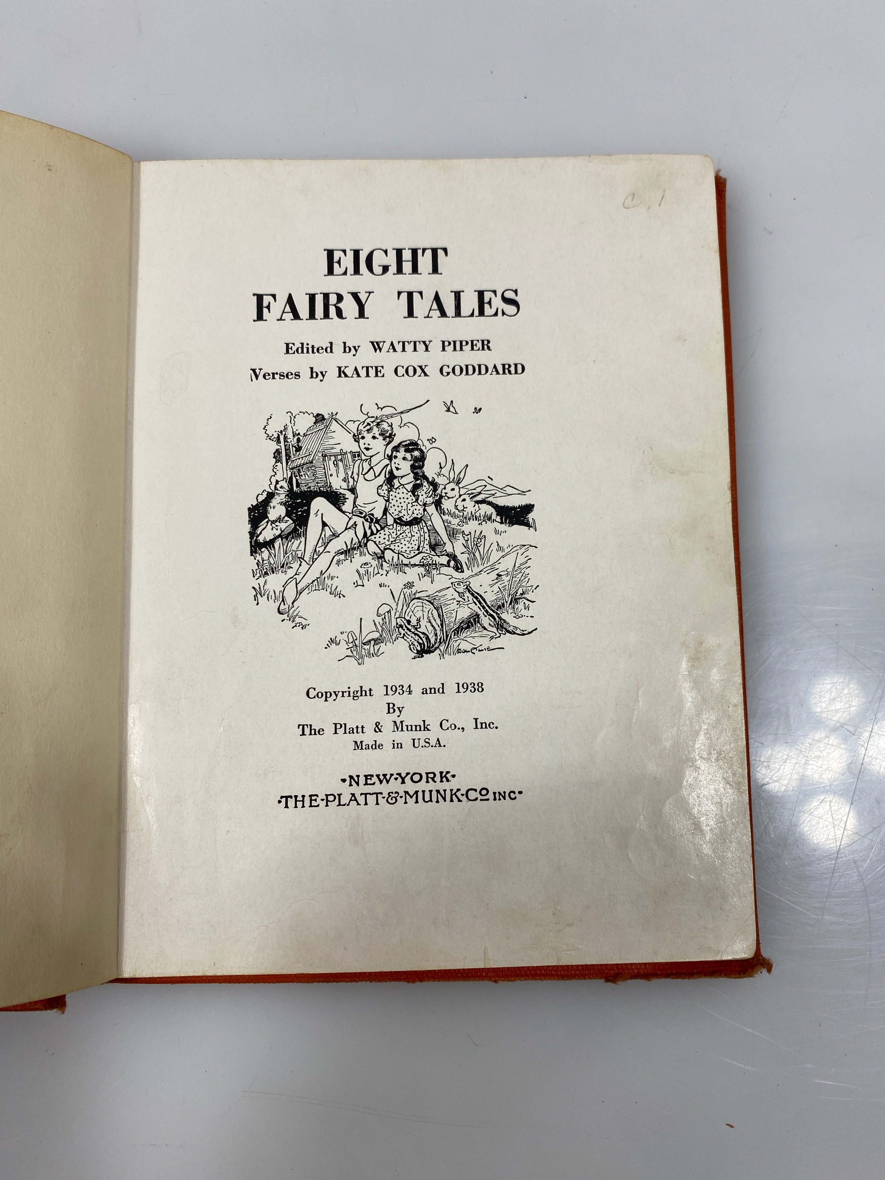 Eight Fairy Tales by Piper/Goddard 1938 Ex-library HC
