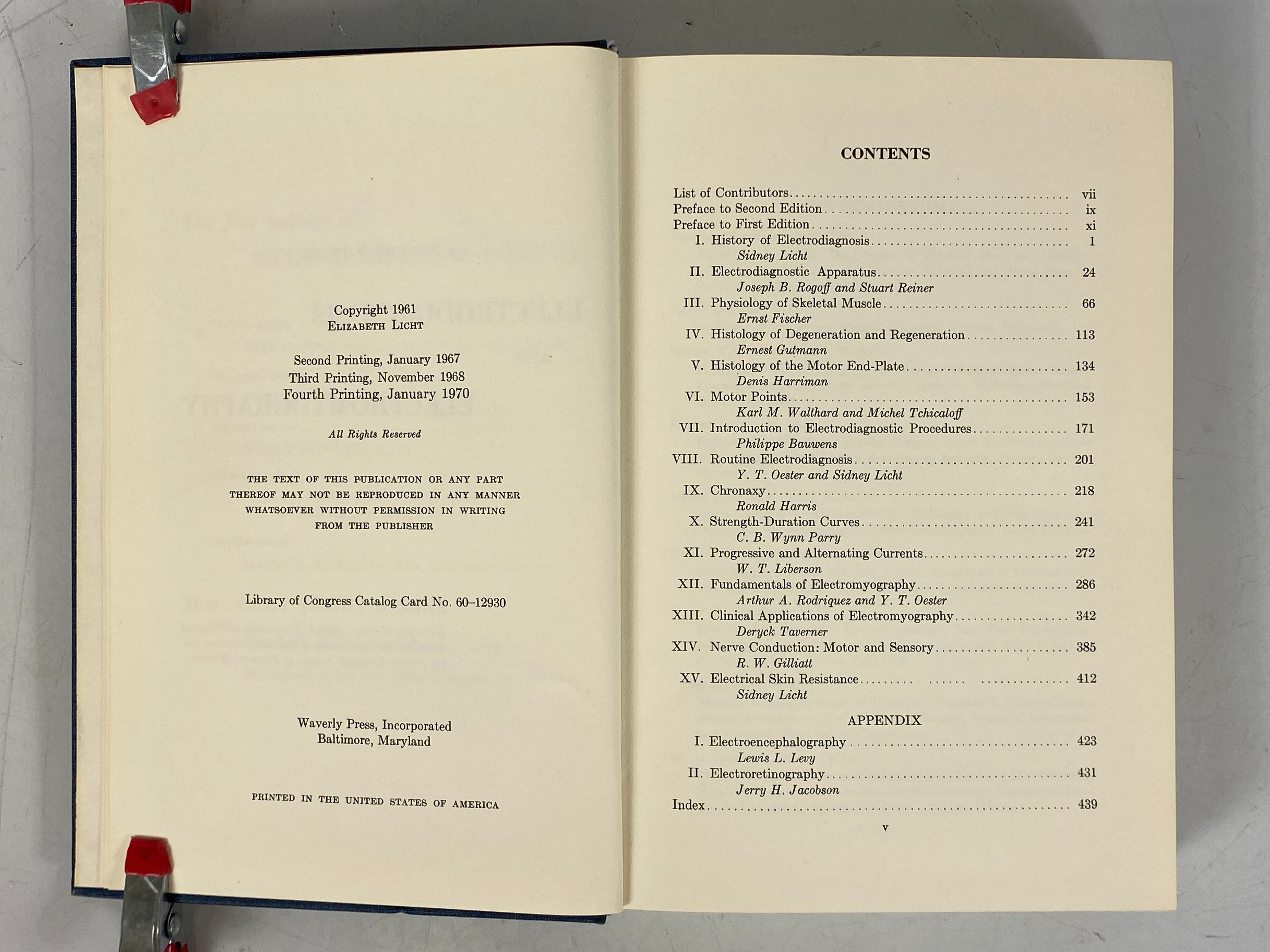 Electrodiagnosis and Electromyography Sidney Licht 1970 4th Print Ex-Library HC