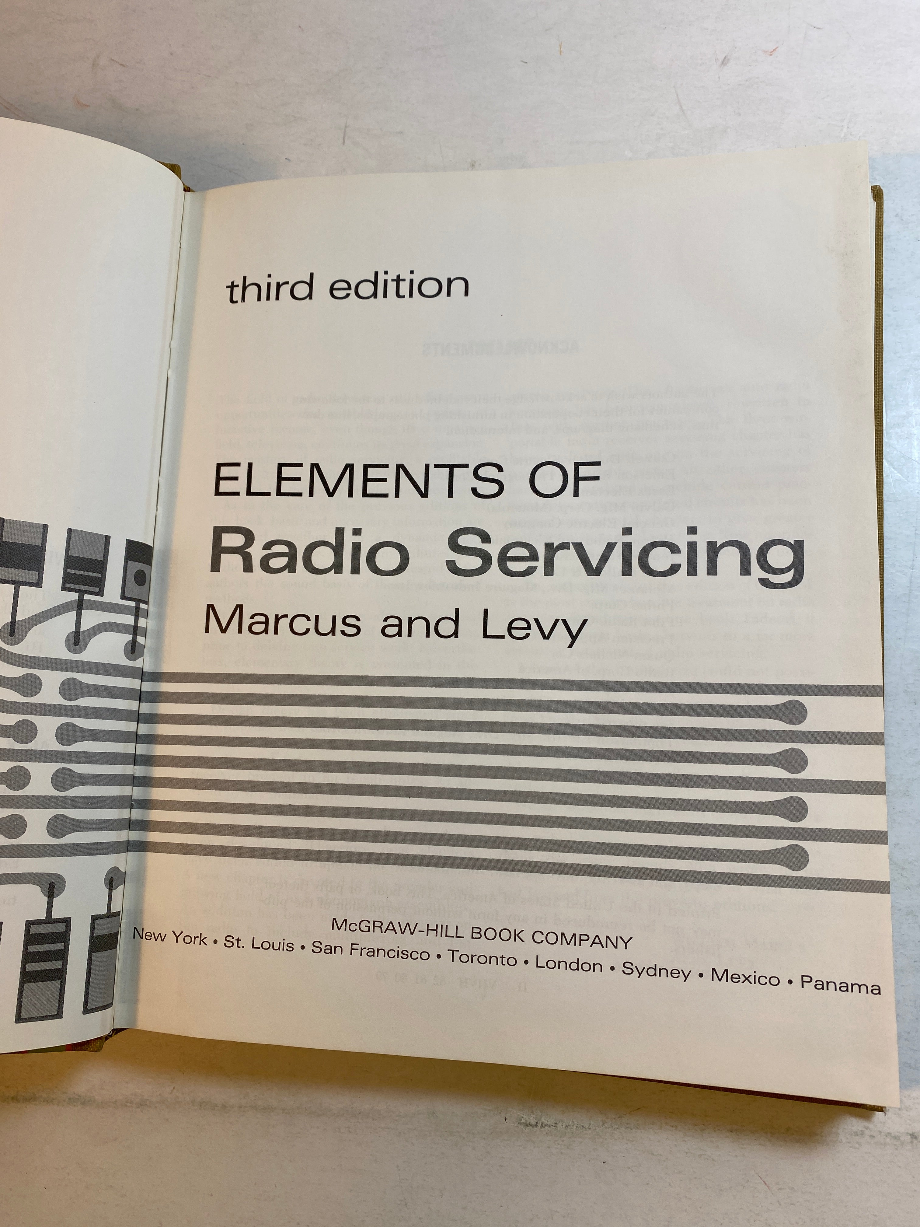Elements of Radio Servicing Third Edition Marcus and Levy HC 1967