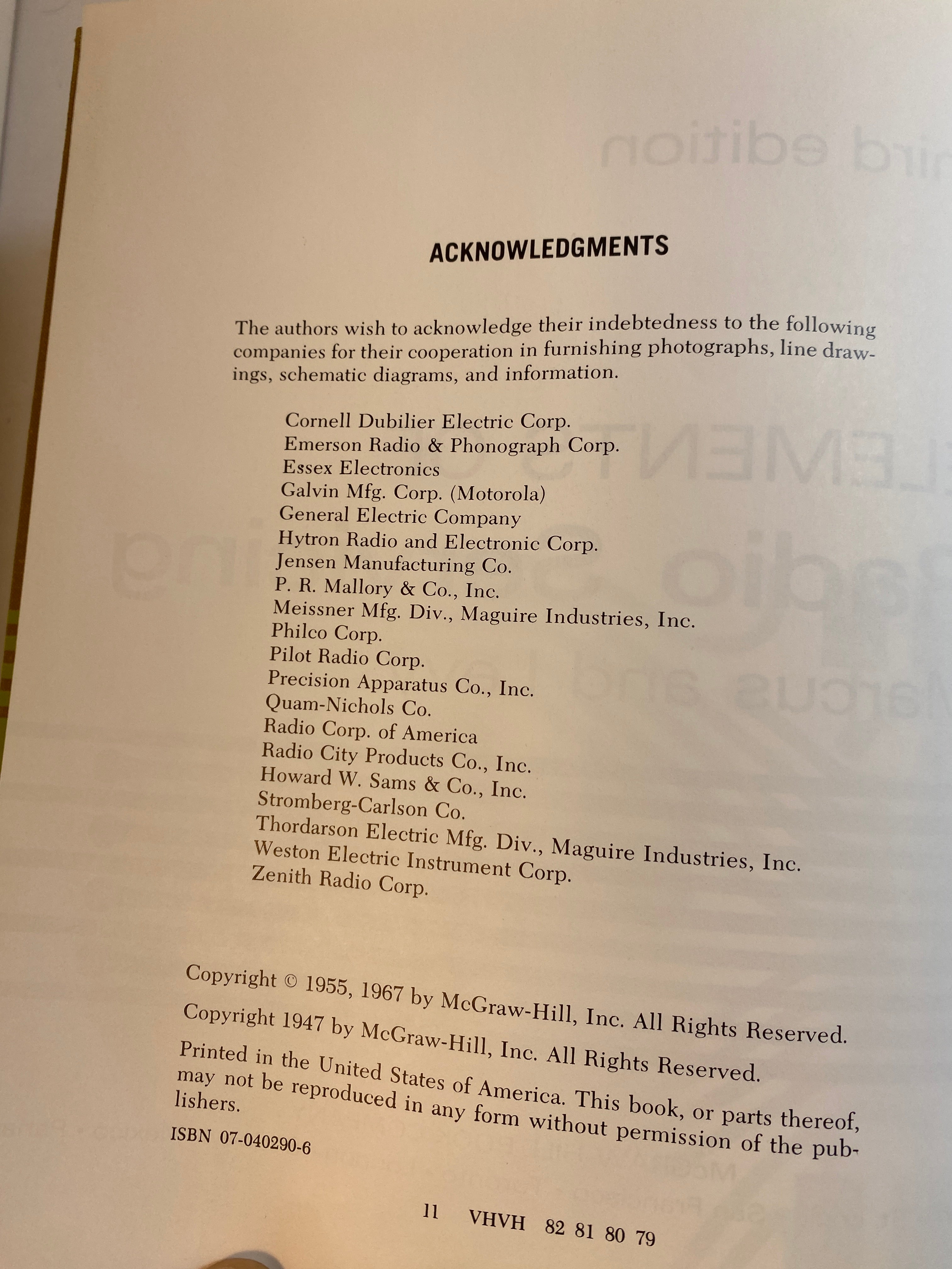 Elements of Radio Servicing Third Edition Marcus and Levy HC 1967