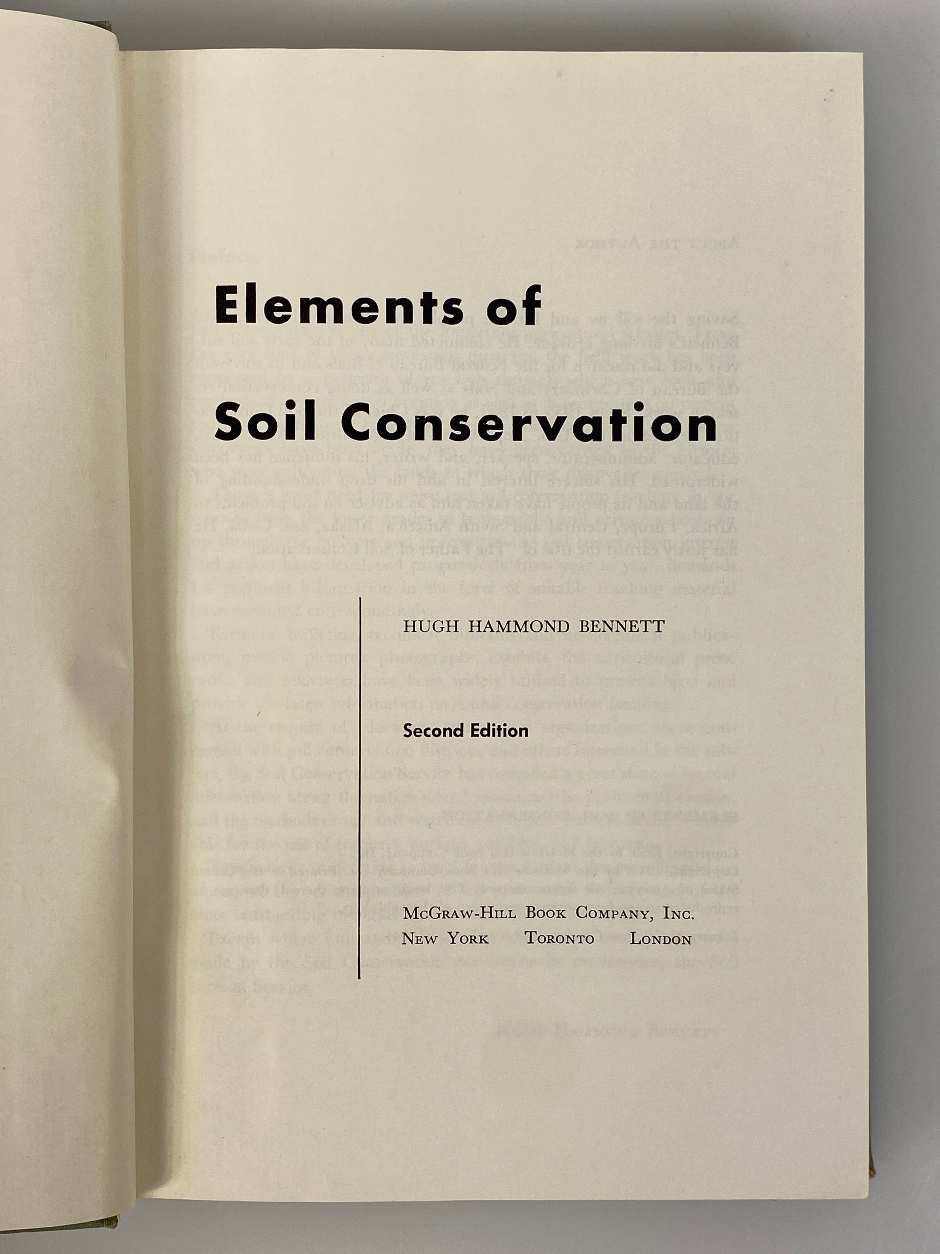 Elements of Soil Conservation Hugh Hammond Bennett 1955 2nd Edition HC