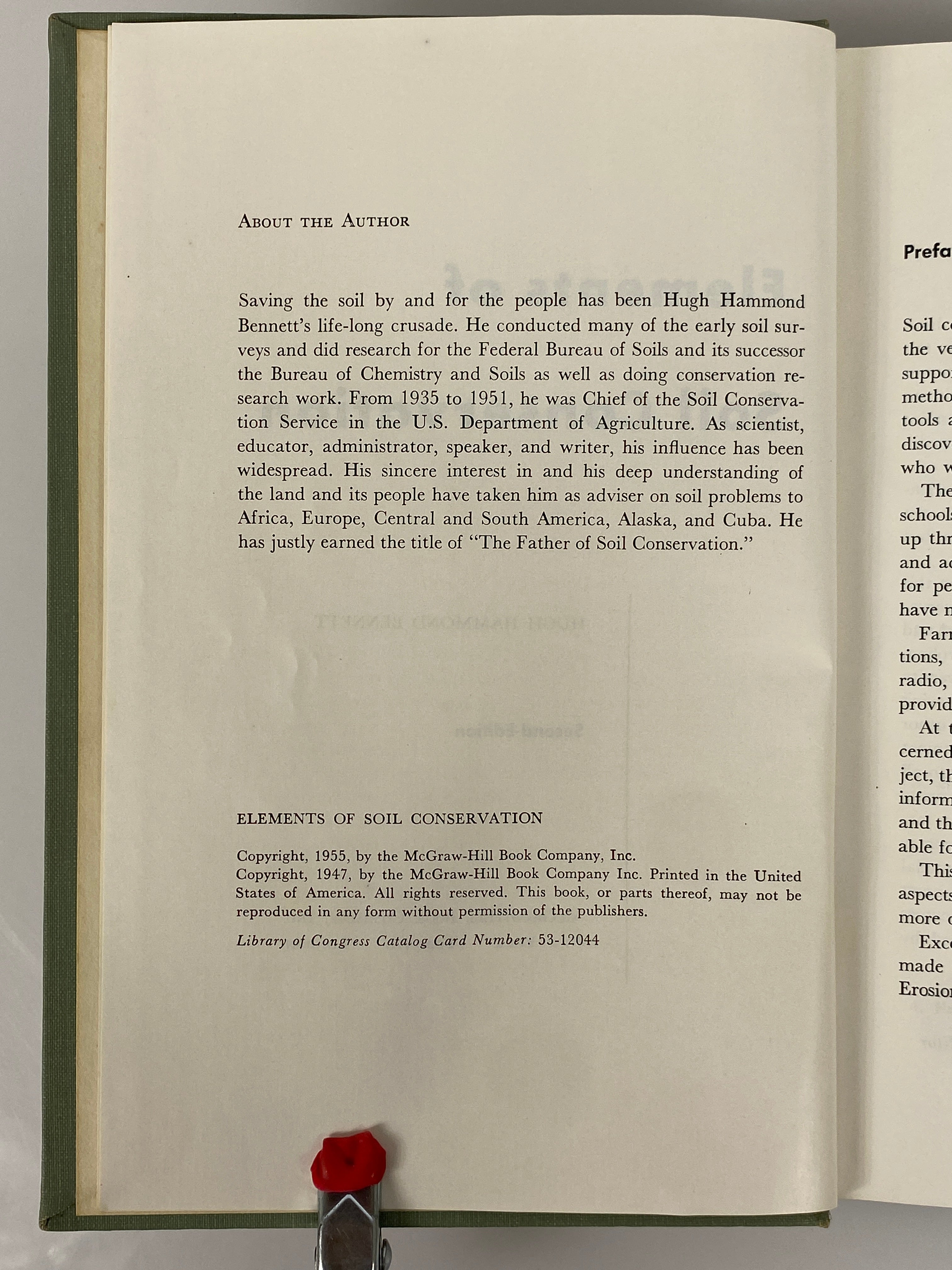Elements of Soil Conservation Hugh Hammond Bennett 1955 2nd Edition HC
