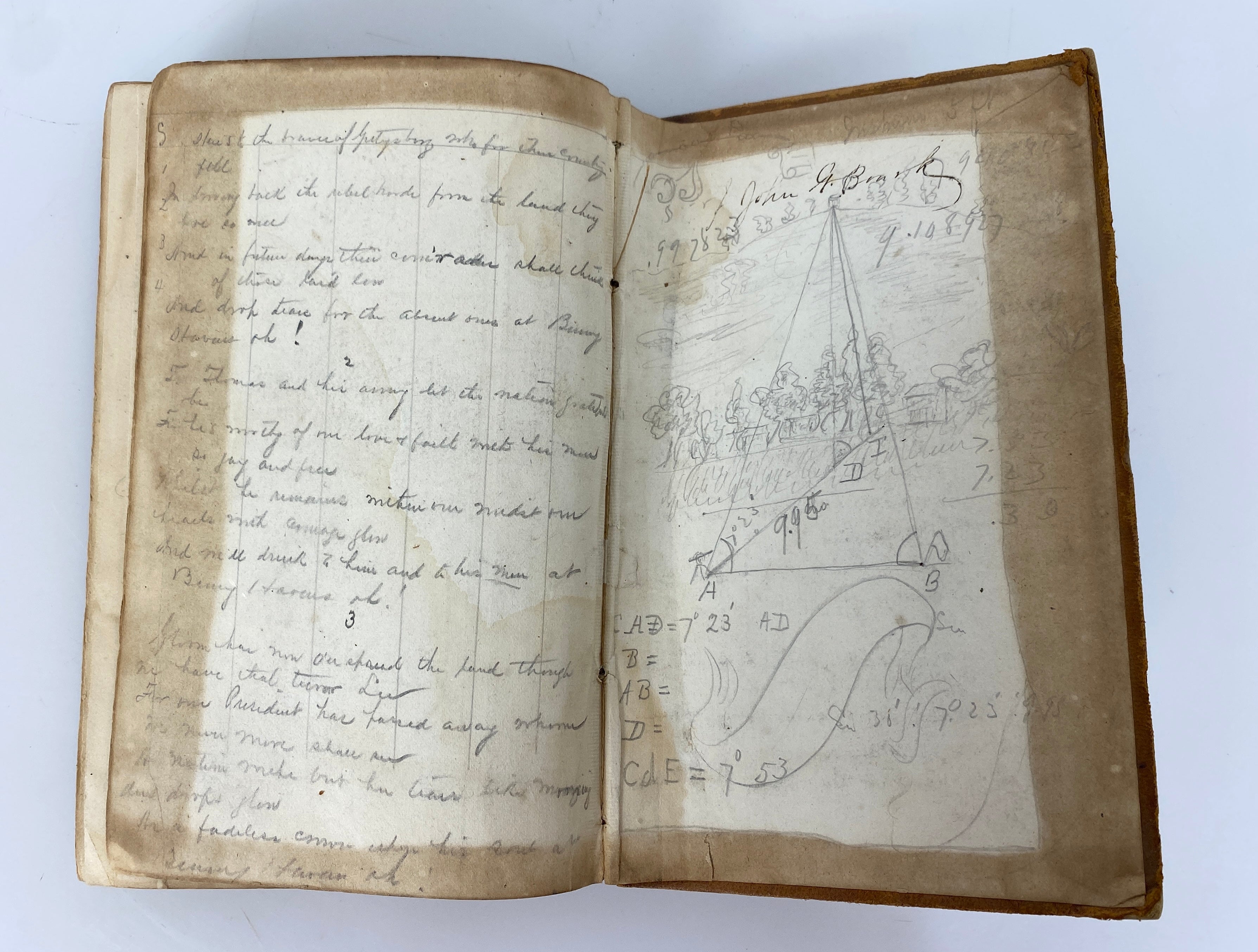 Elements of Surveying & Navigation by Davies c1860s Antique Leather