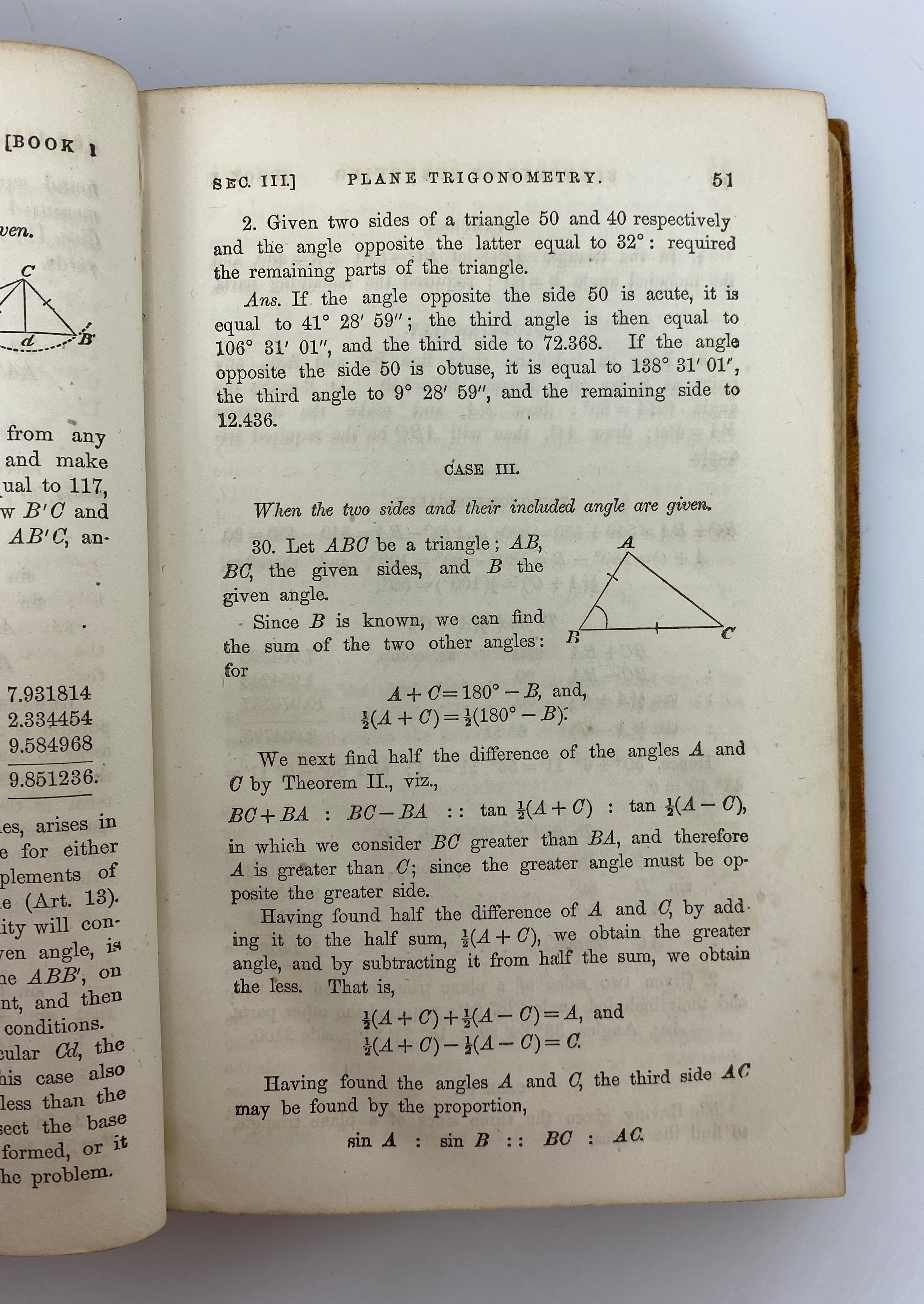 Elements of Surveying & Navigation by Davies c1860s Antique Leather