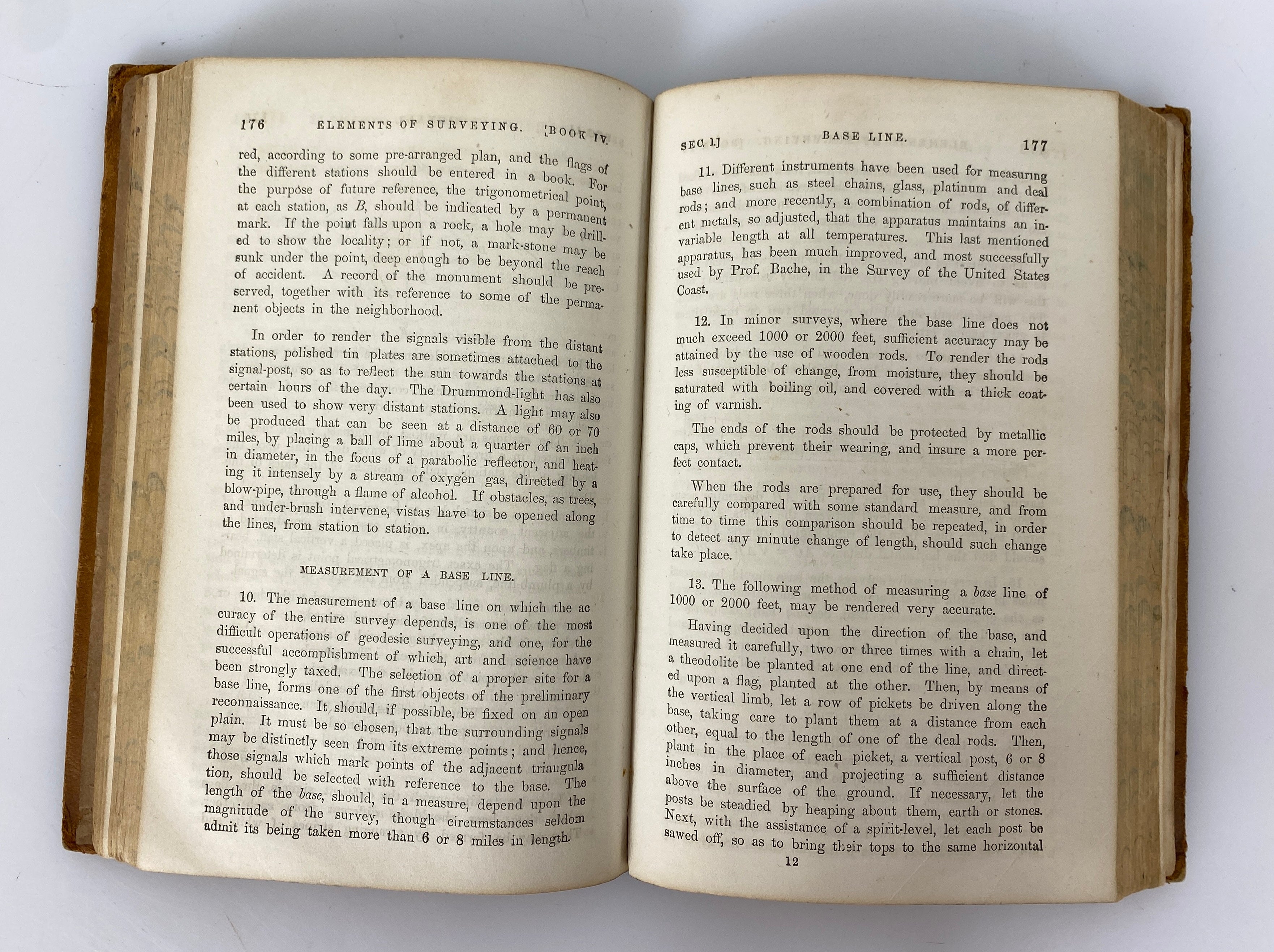 Elements of Surveying & Navigation by Davies c1860s Antique Leather