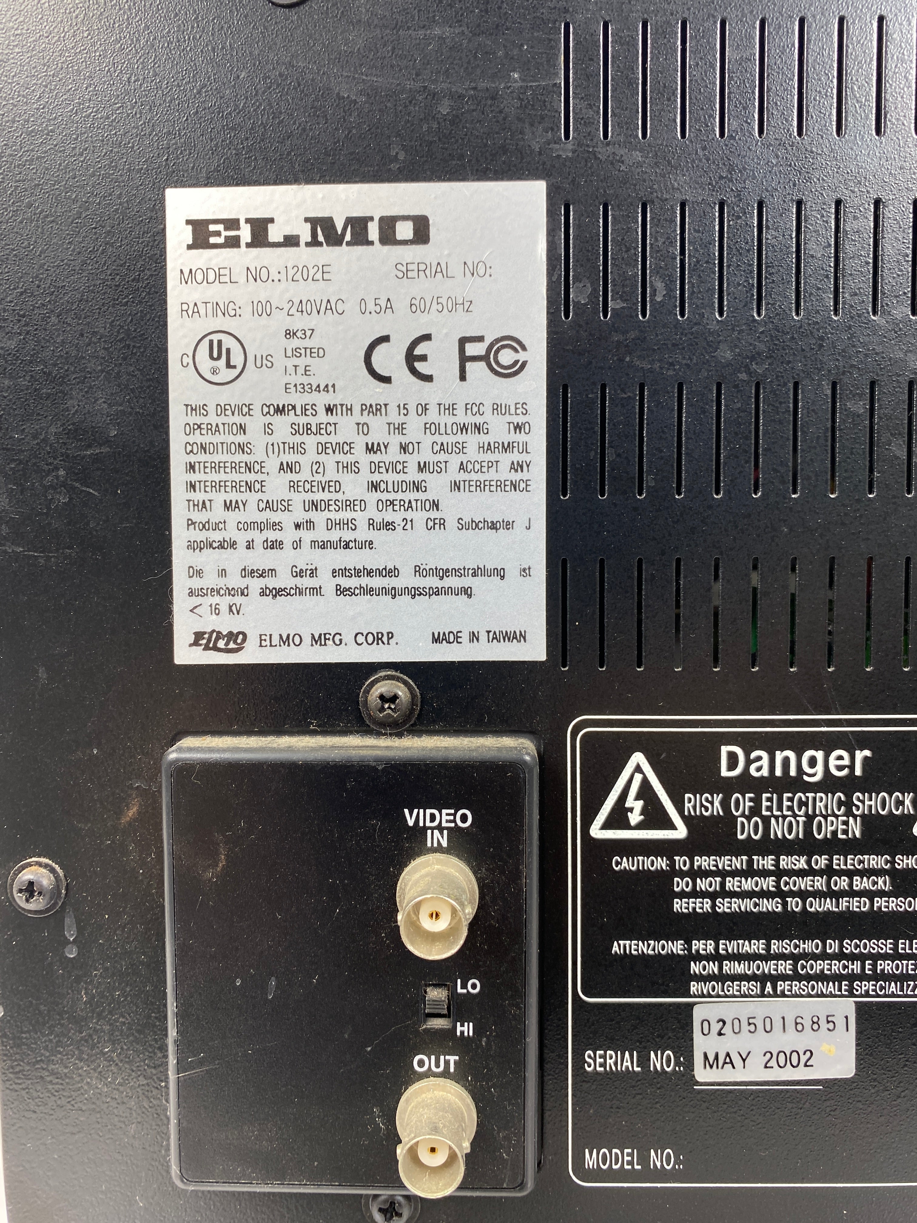 Elmo 1202E 12" CRT Monitor