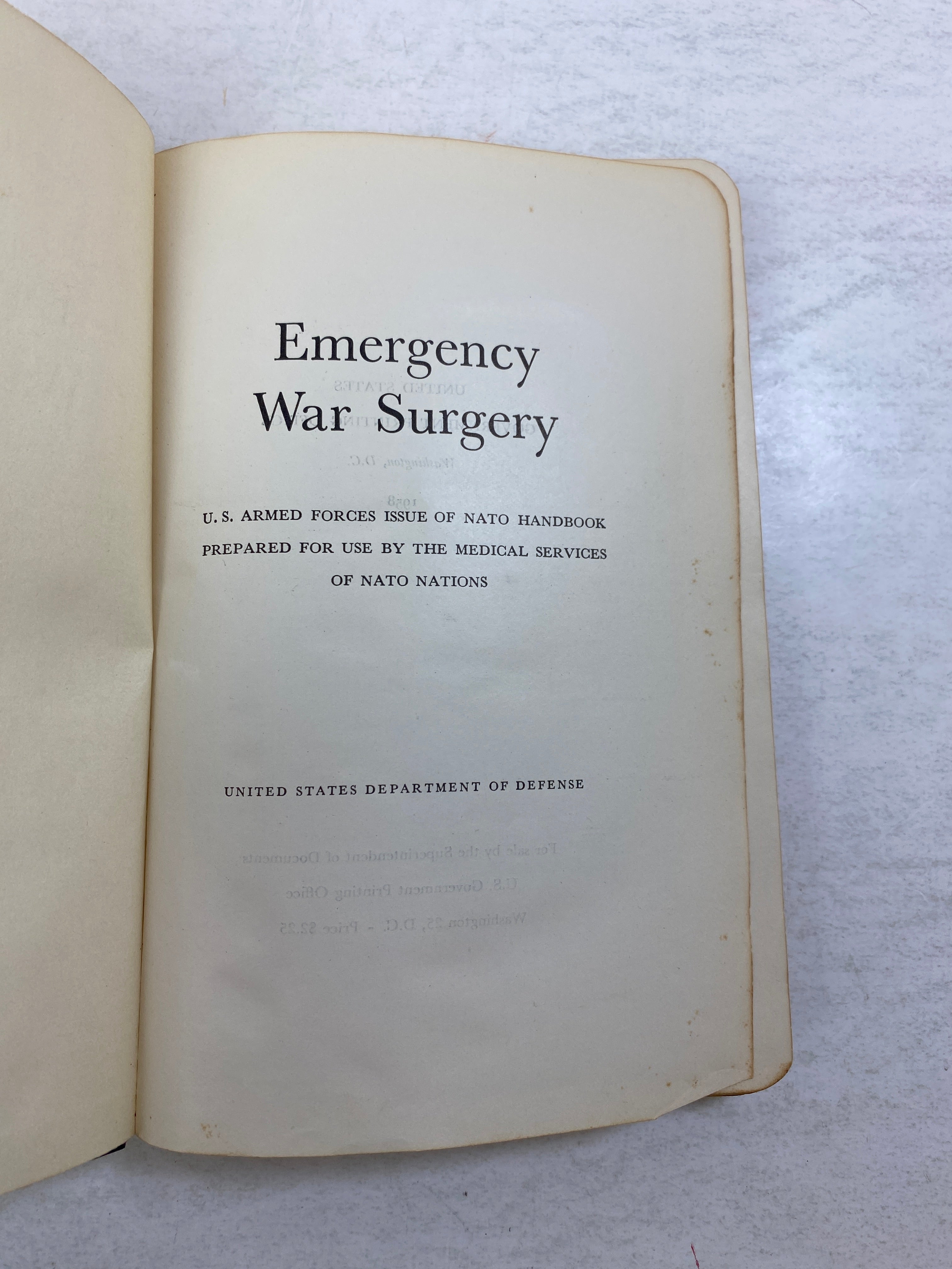 Emergency War Surgery NATO handbook 1958 HC