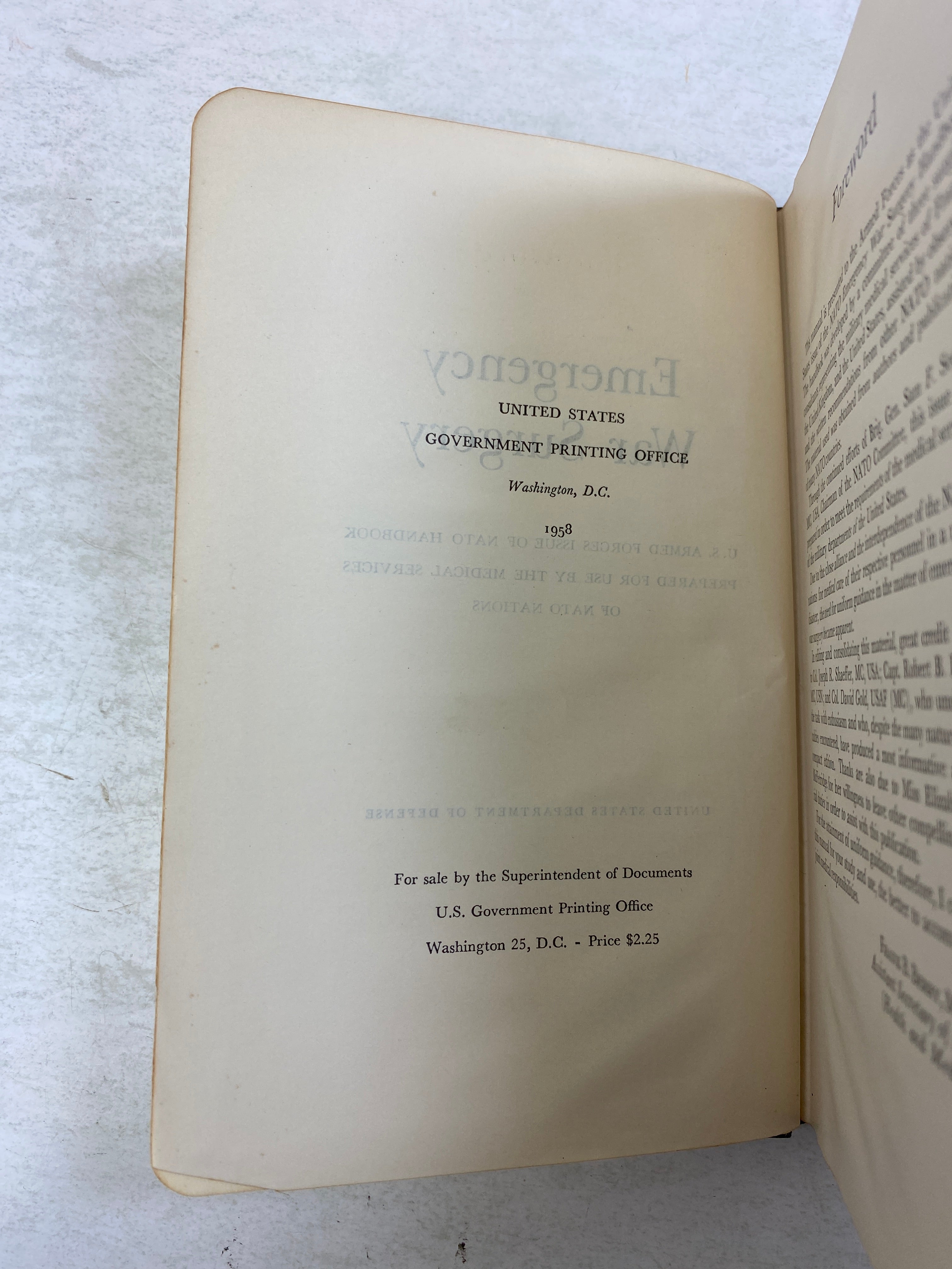 Emergency War Surgery NATO handbook 1958 HC