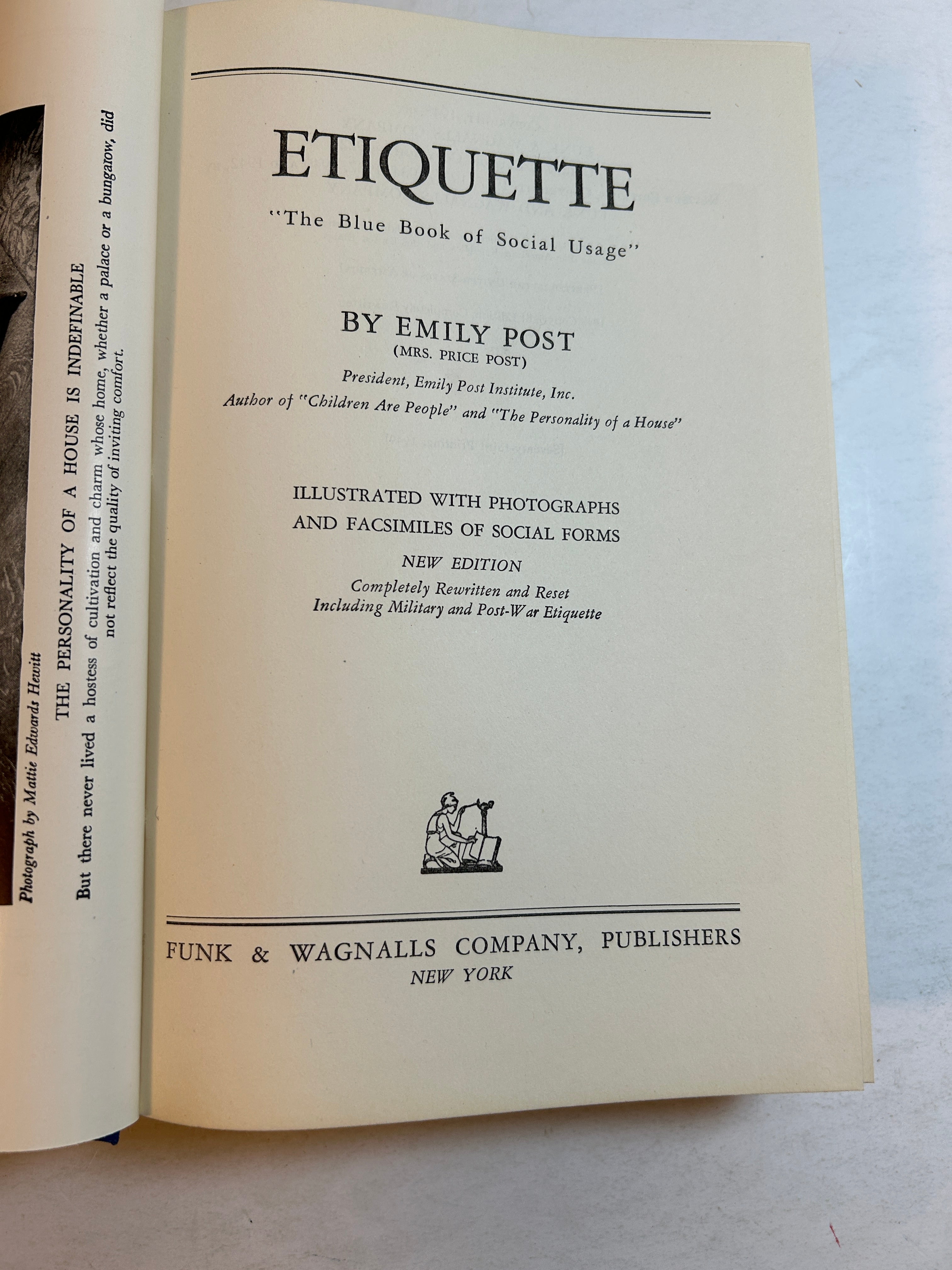 Emily Post's Etiquette Funk & Wagnalls 1949 HCDJ