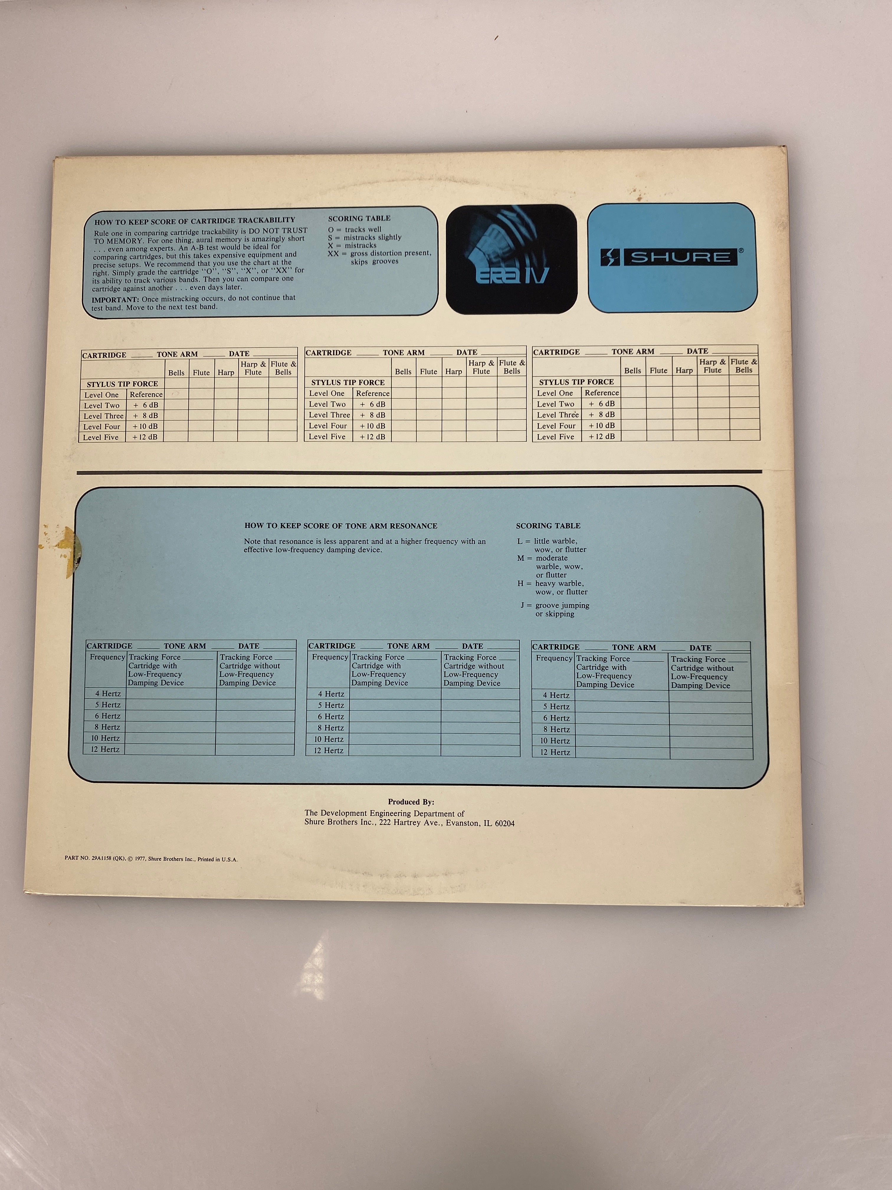 Era IV Audio Obstacle Course Test Record (1977) Vinyl Record