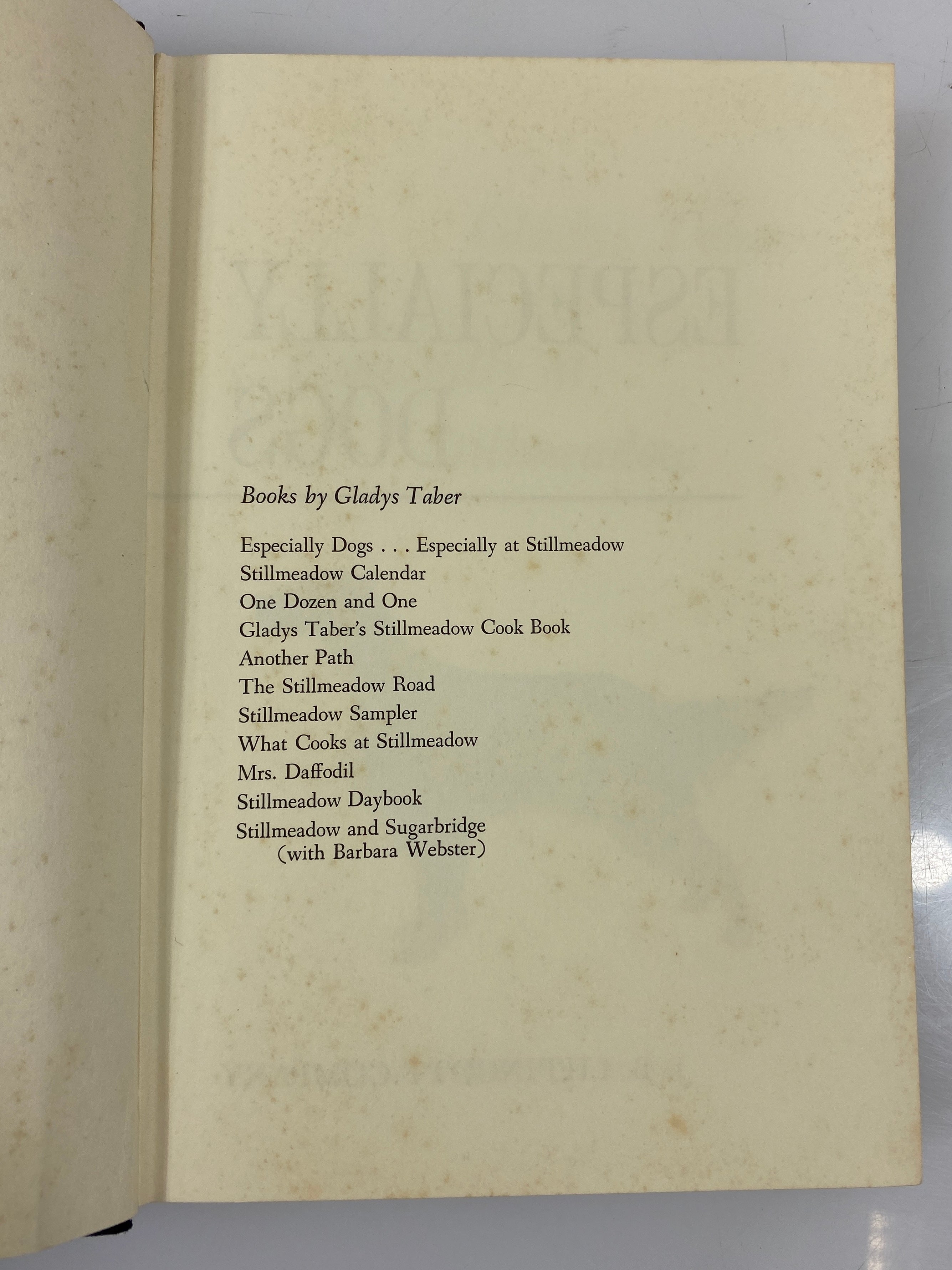 Especially Dogs...Especially at Sillmeadow by Gladys Taber 1968 HC DJ