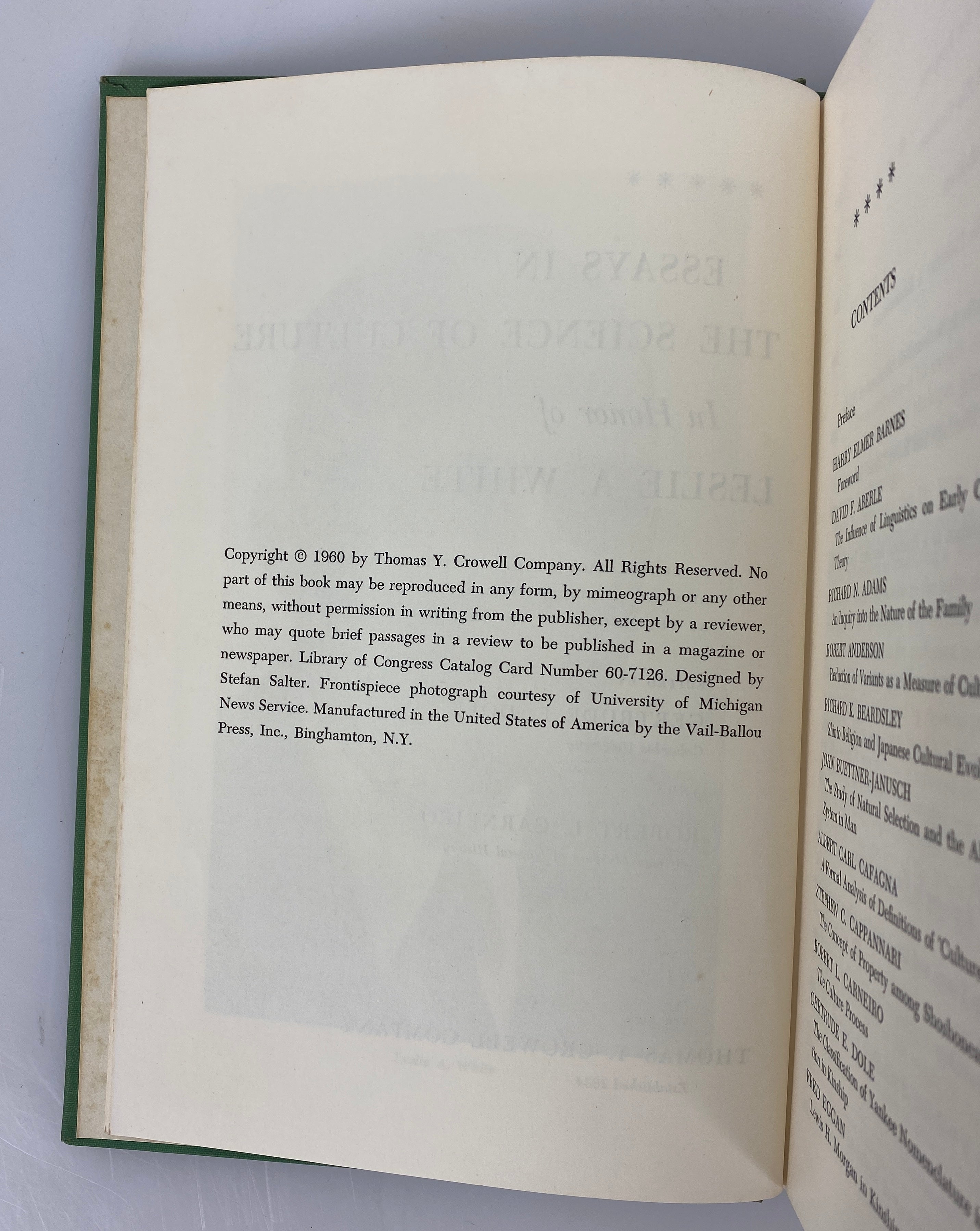Essays in the Science of Culture by Dole and Carneiro 1960 SC