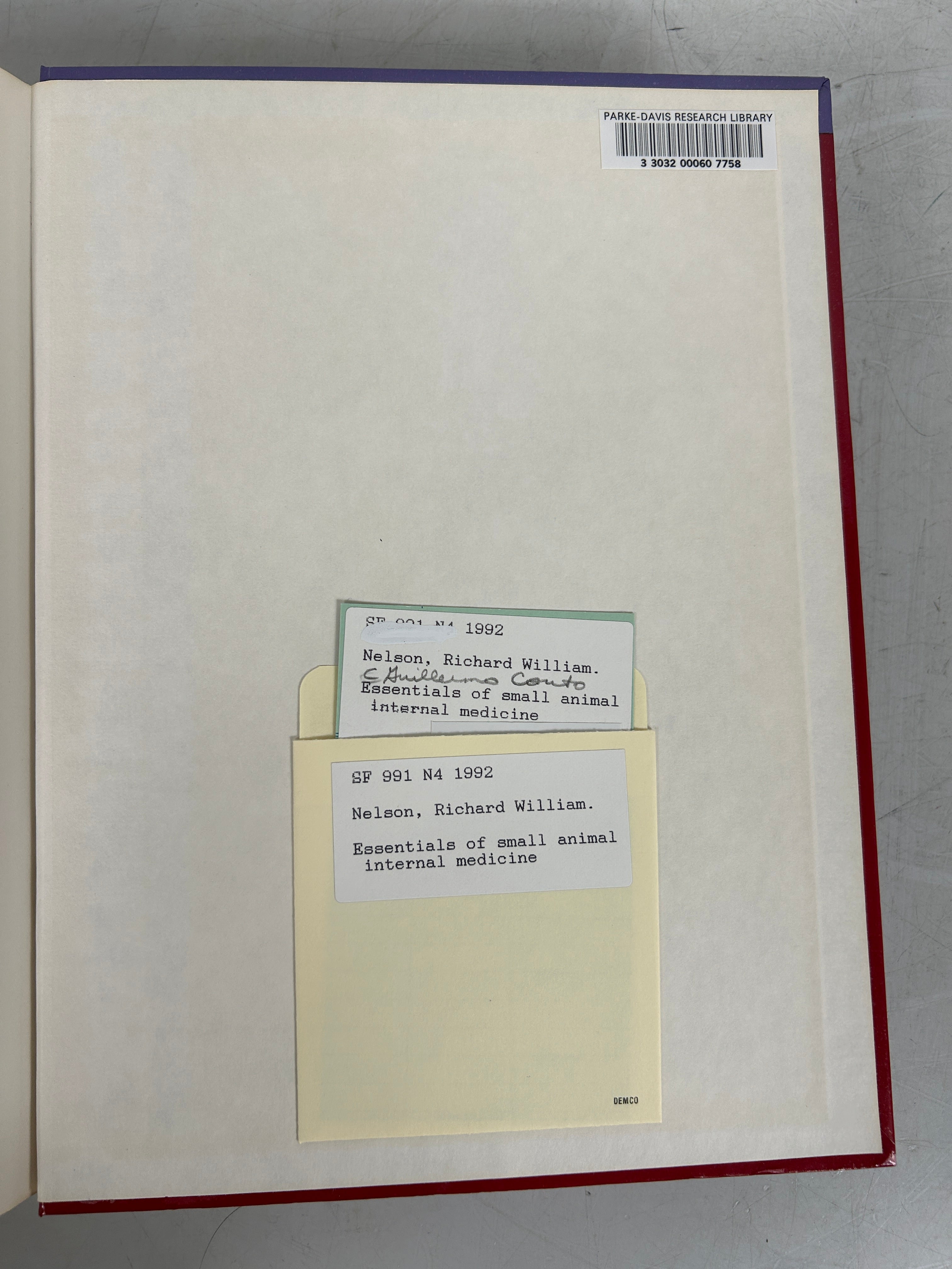 Essentials of Small Animal Internal Medicine Nelson & Couto 1992 HC