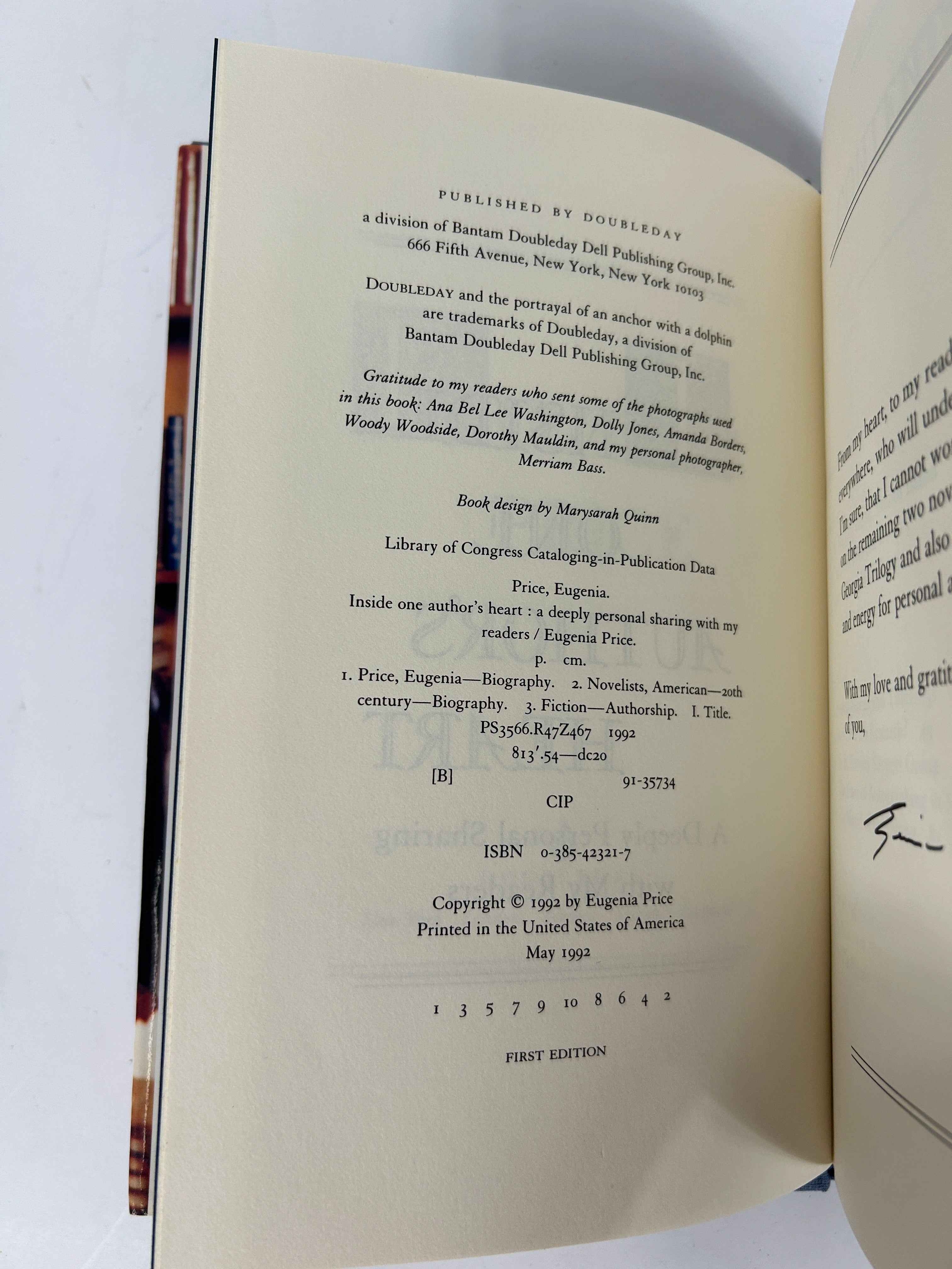 Eugenia Price 2 Autobios: St. Simons Mem, Inside One Author's Heart, 1st Ed HCDJ