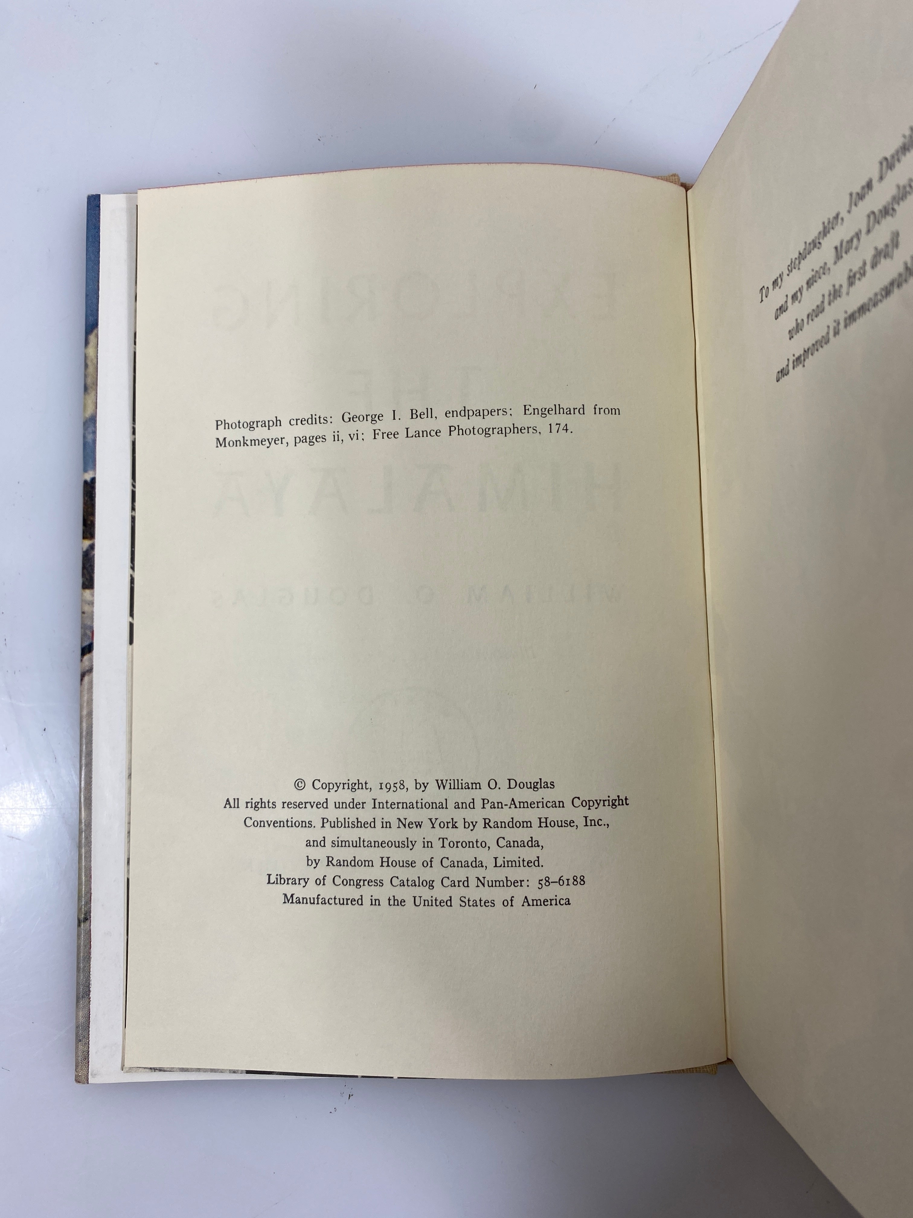 Exploring the Himalaya William Douglas Random House 1958 HCDJ