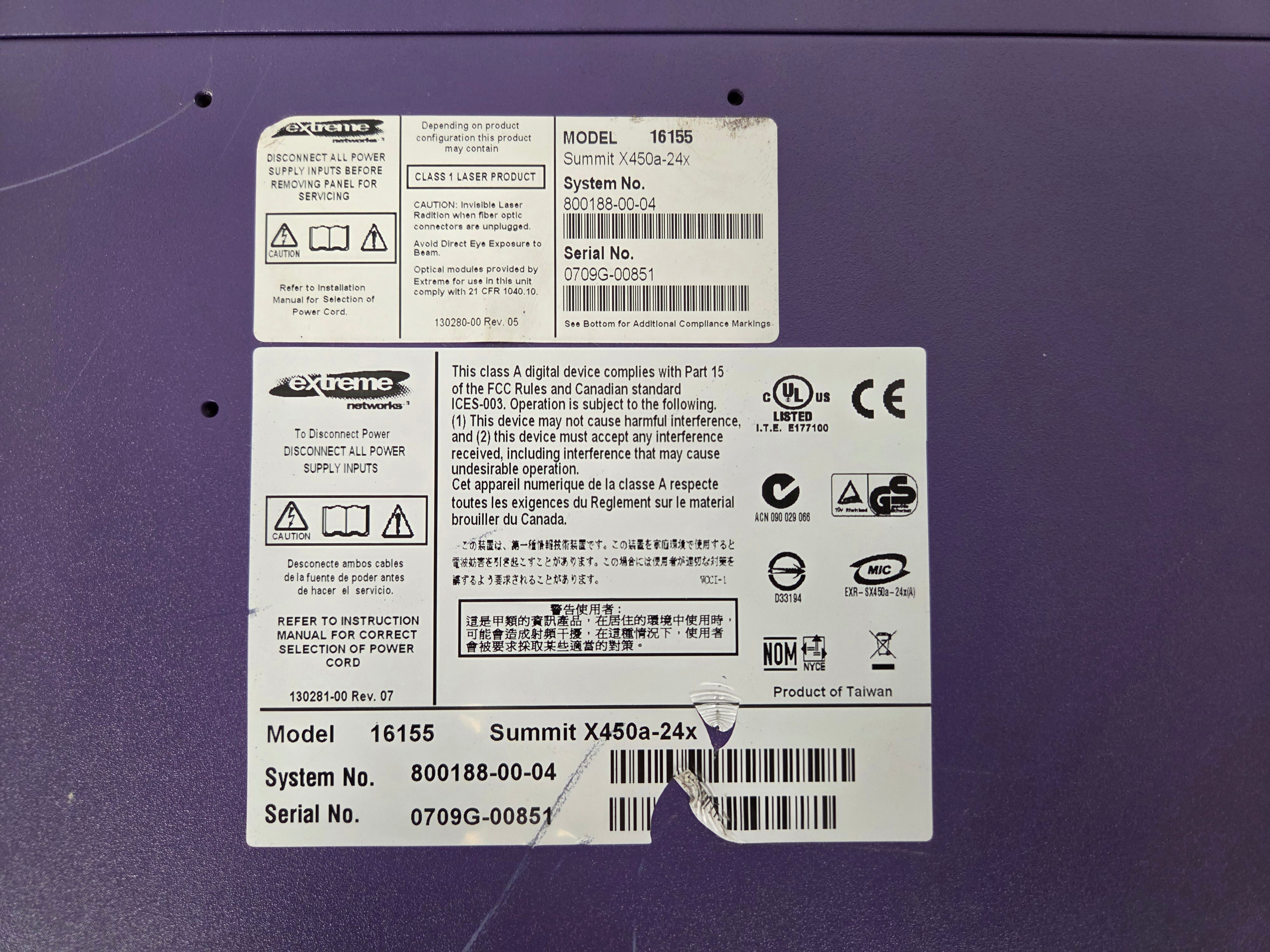 Extreme Networks X450a-24x 24-Port Network Switch