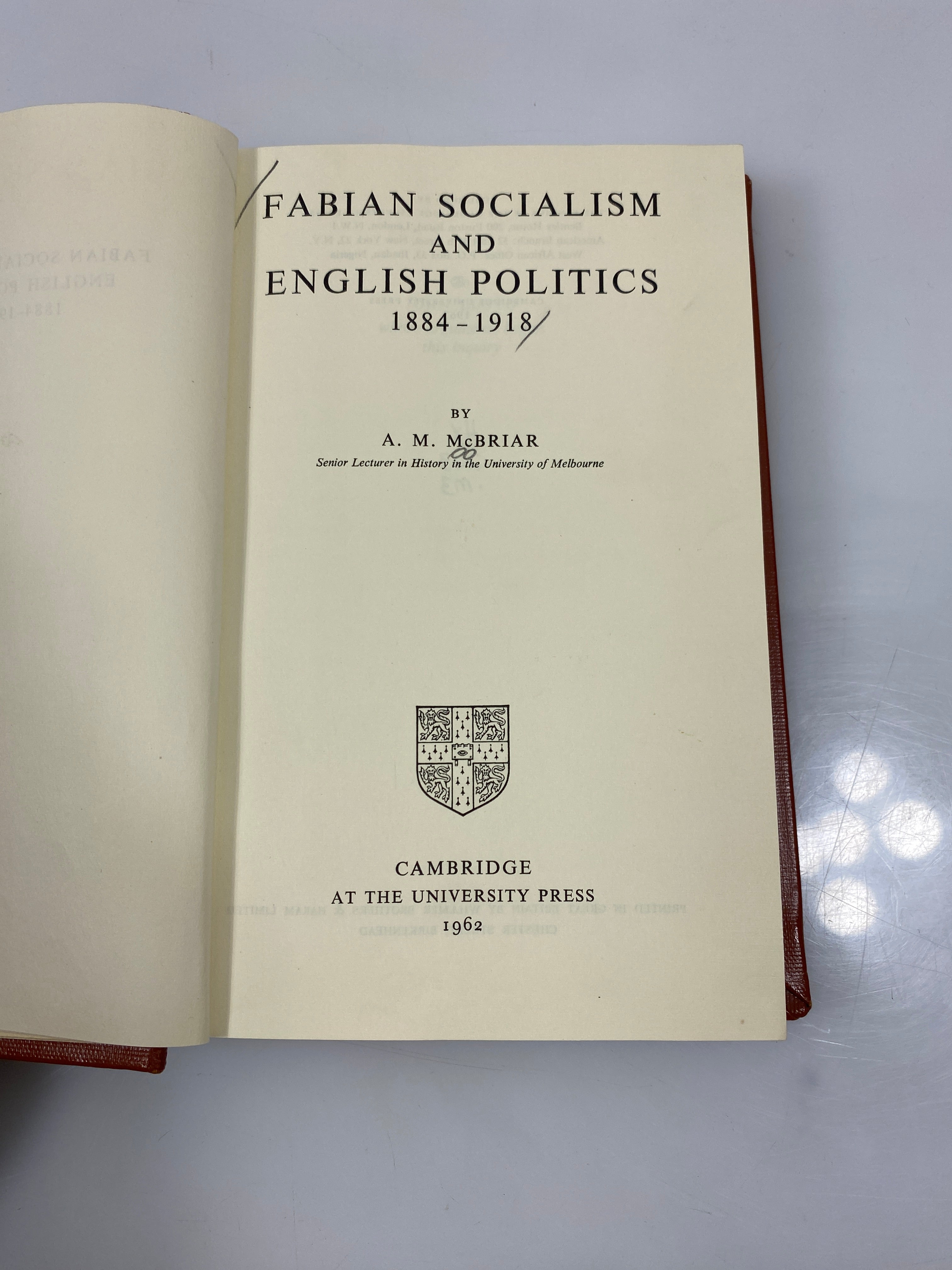 Fabian Socialism and English Politics by McBriar 1962 Ex-library HC