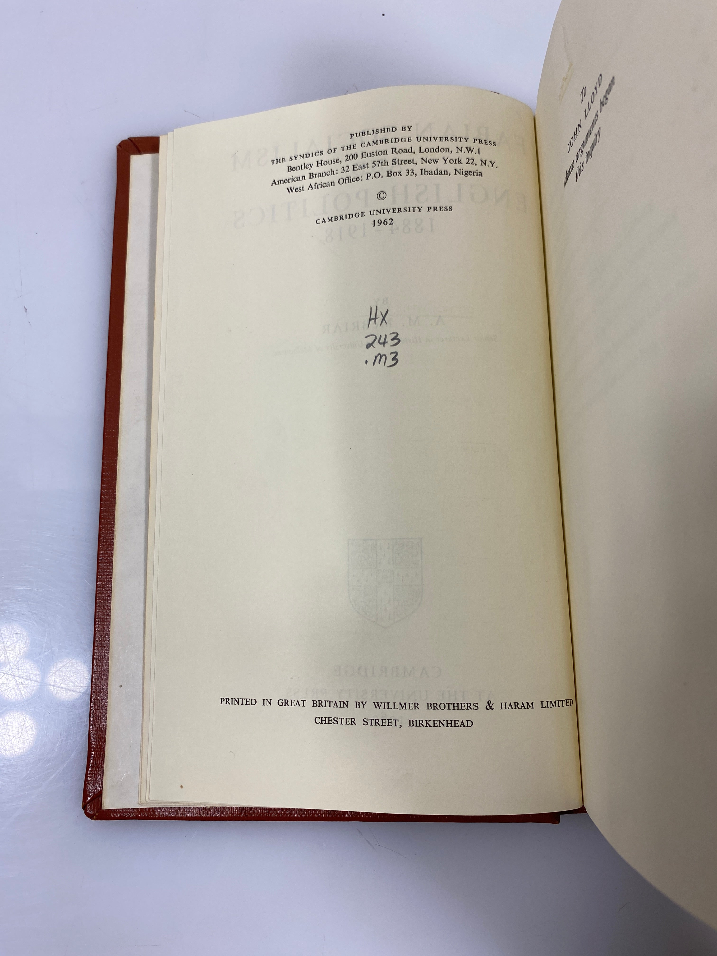 Fabian Socialism and English Politics by McBriar 1962 Ex-library HC
