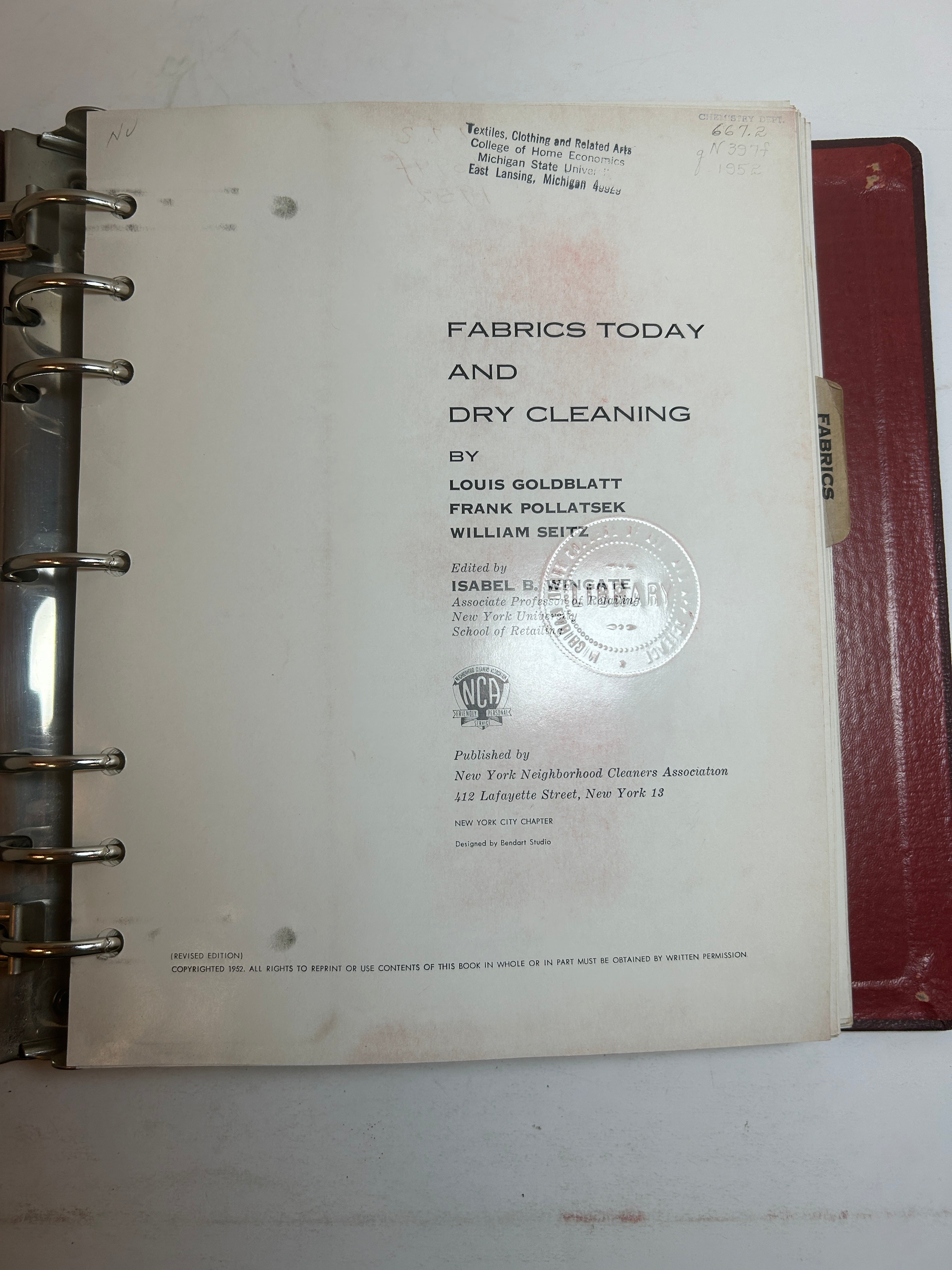 Fabrics Today & Dry Cleaning Antique Sample Book
