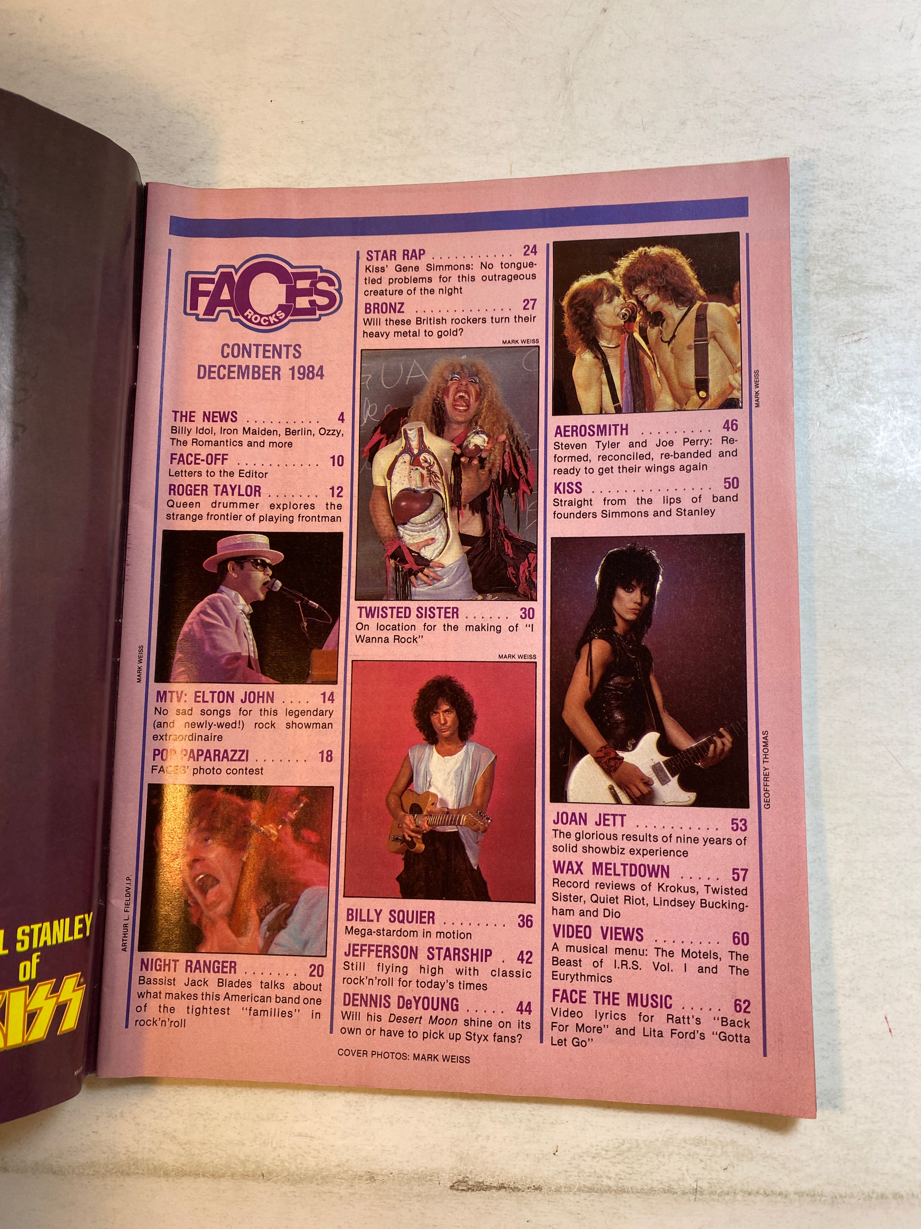 Faces Rocks Magazine December 1984 Billy Squier