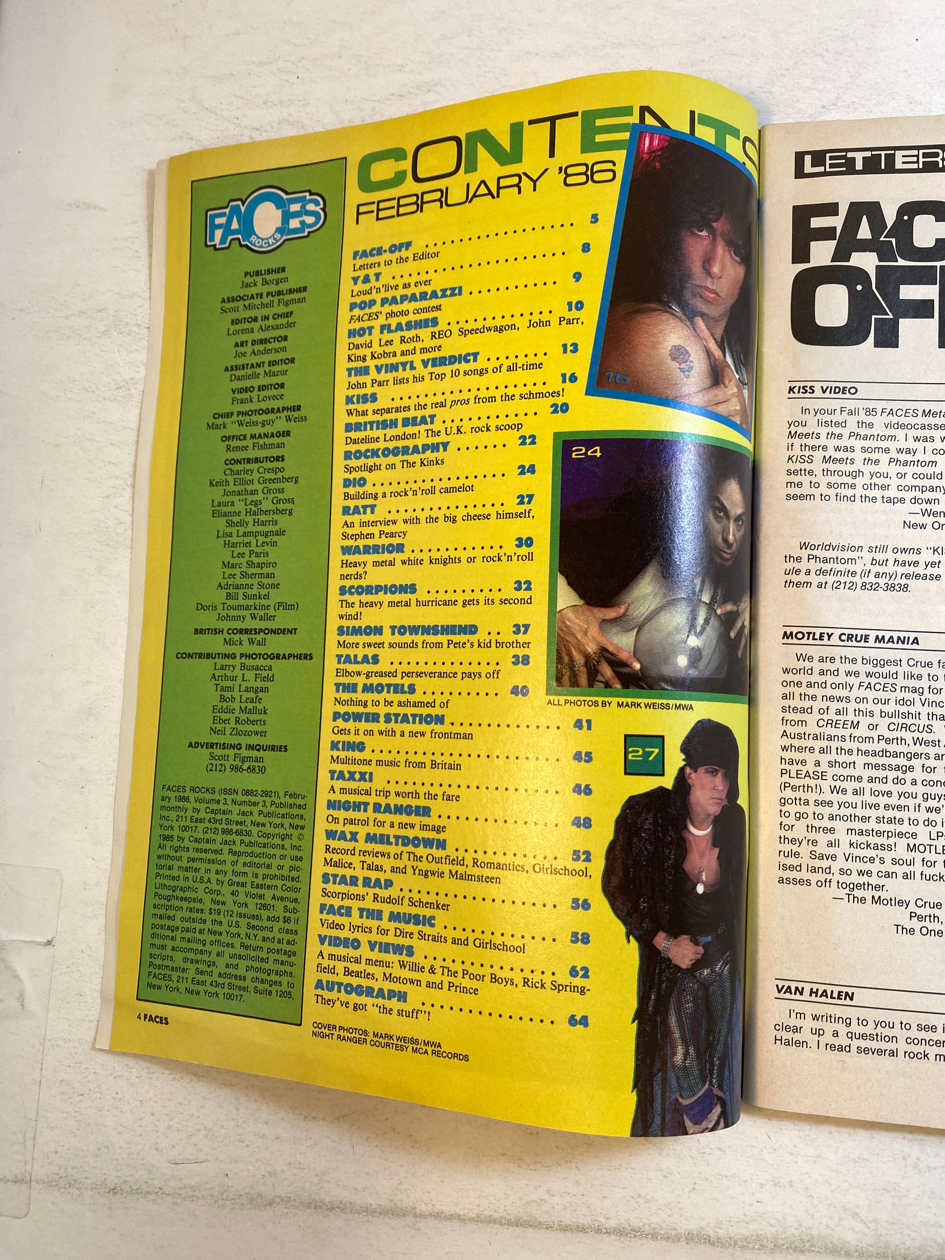 Faces Rocks Magazine February 1986 Kiss Gene Simmons