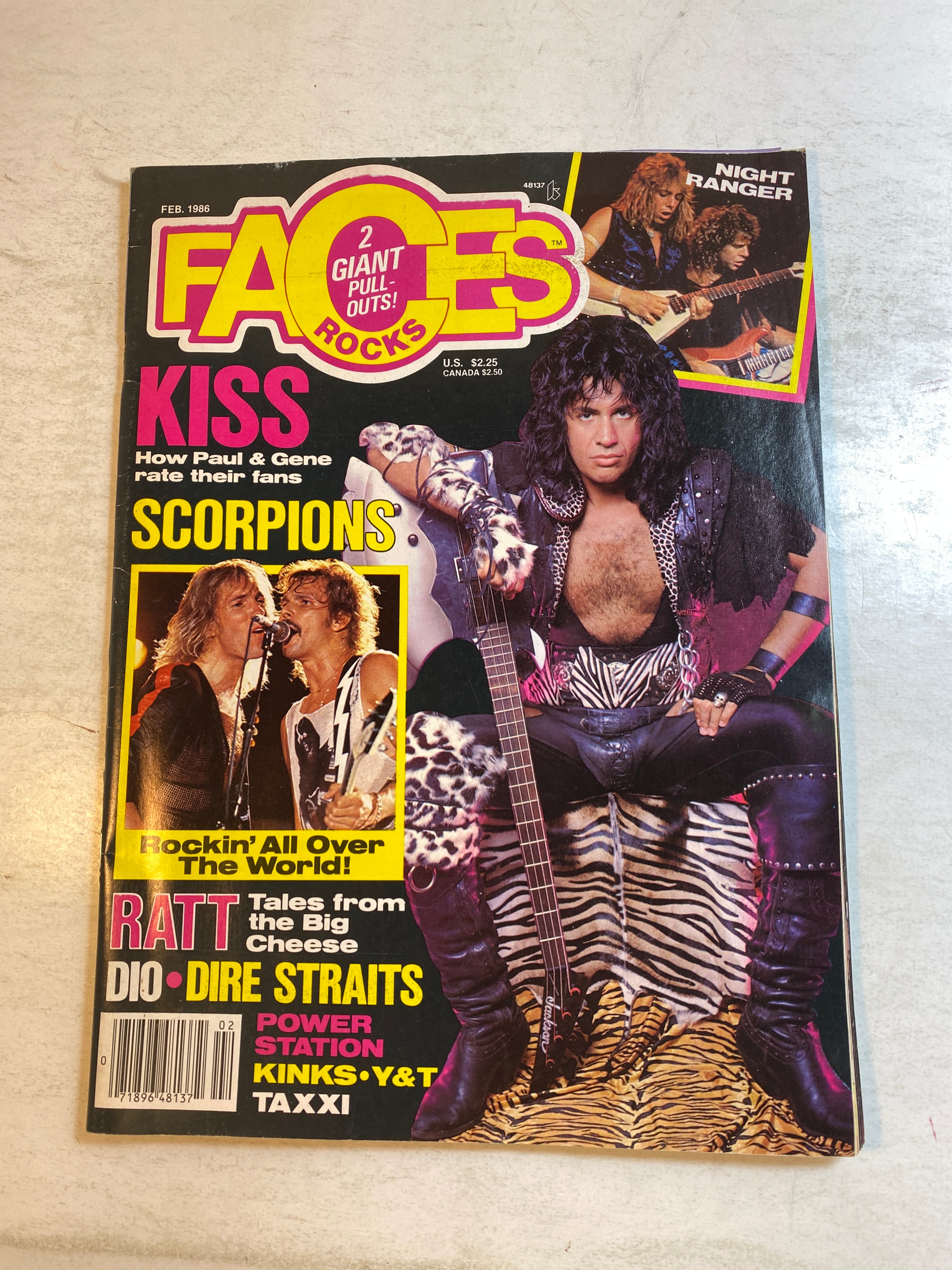 Faces Rocks Magazine February 1986 Kiss Gene Simmons