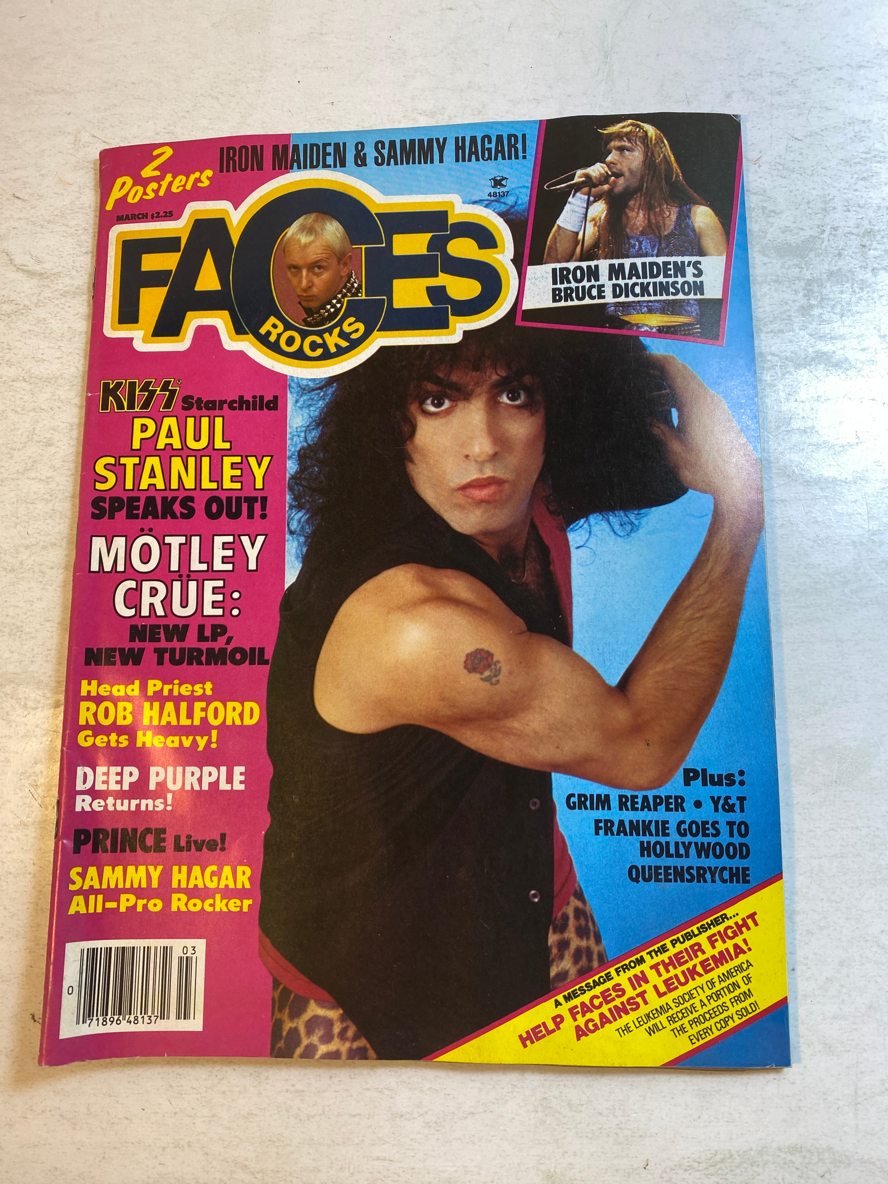 Faces Rocks Magazine March 1985 Kiss Paul Stanley