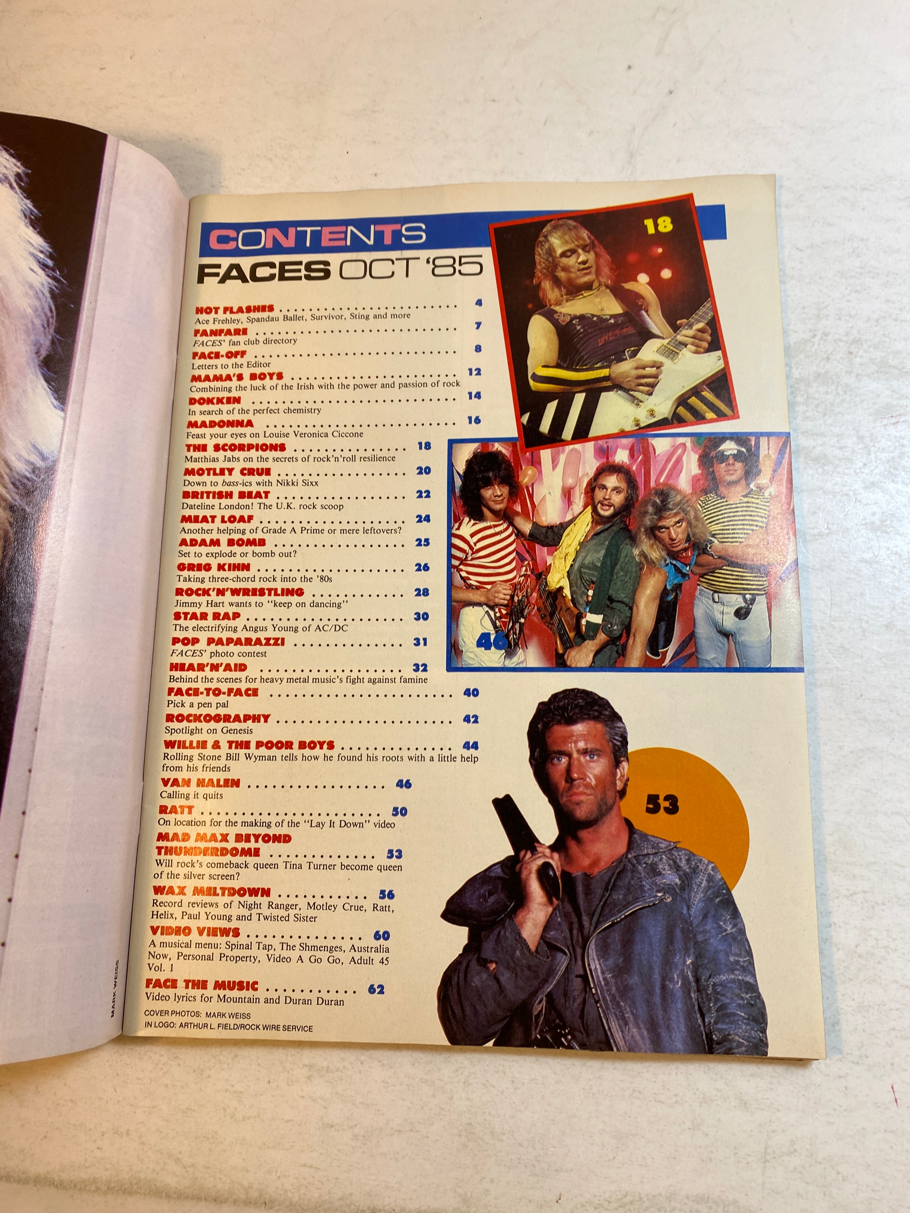 Faces Rocks Magazine October 1985 Van Halen