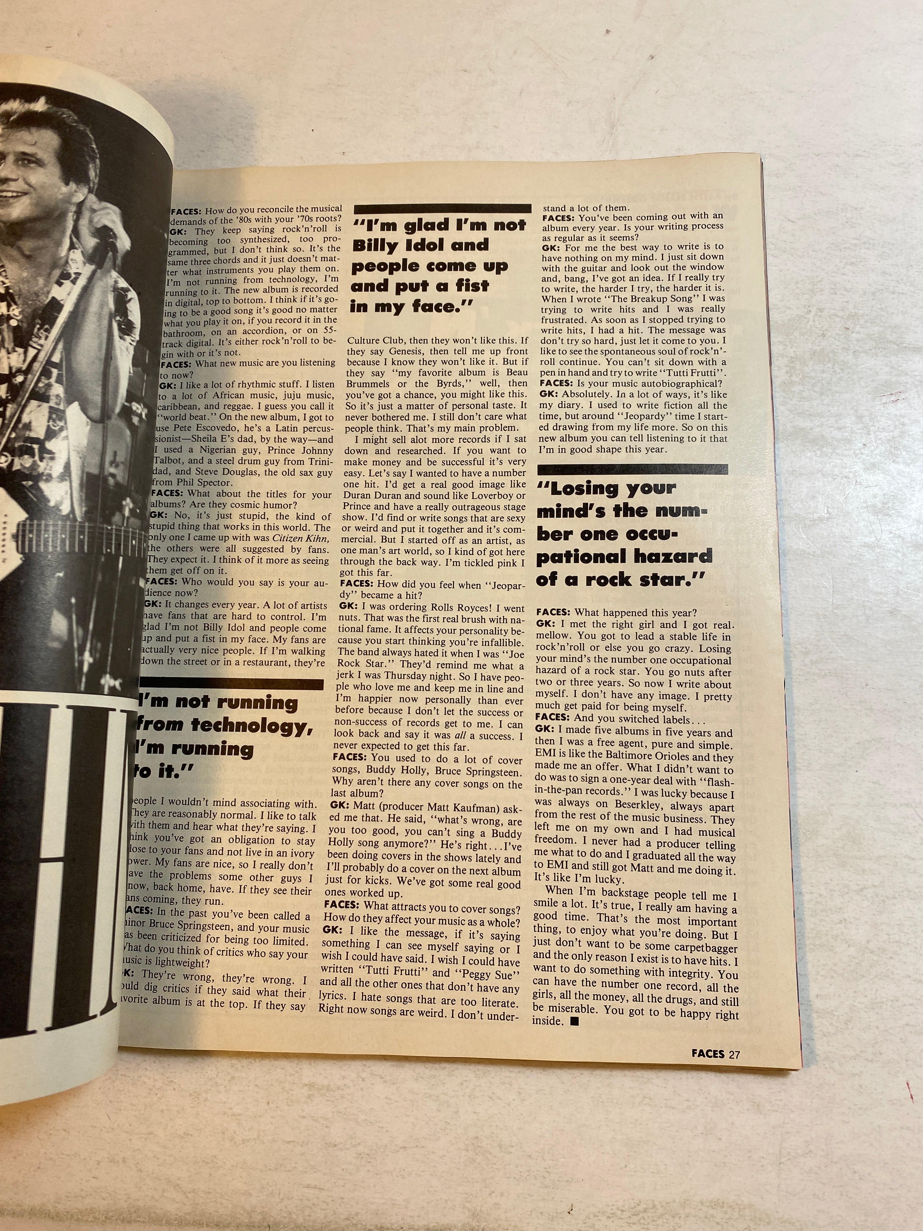 Faces Rocks Magazine October 1985 Van Halen