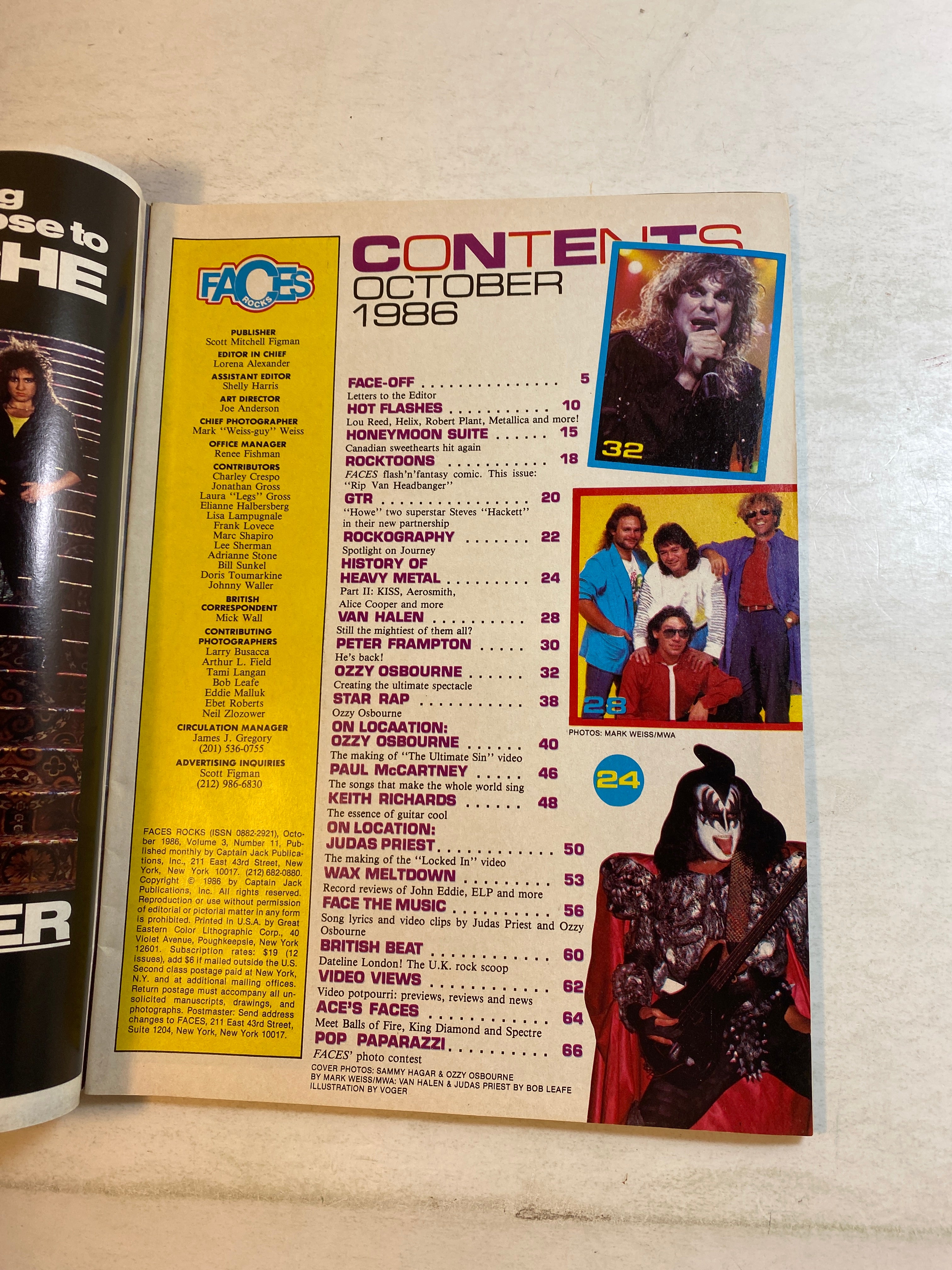 Faces Rocks Magazine October 1986 Ozzy Van Halen Judas Priest