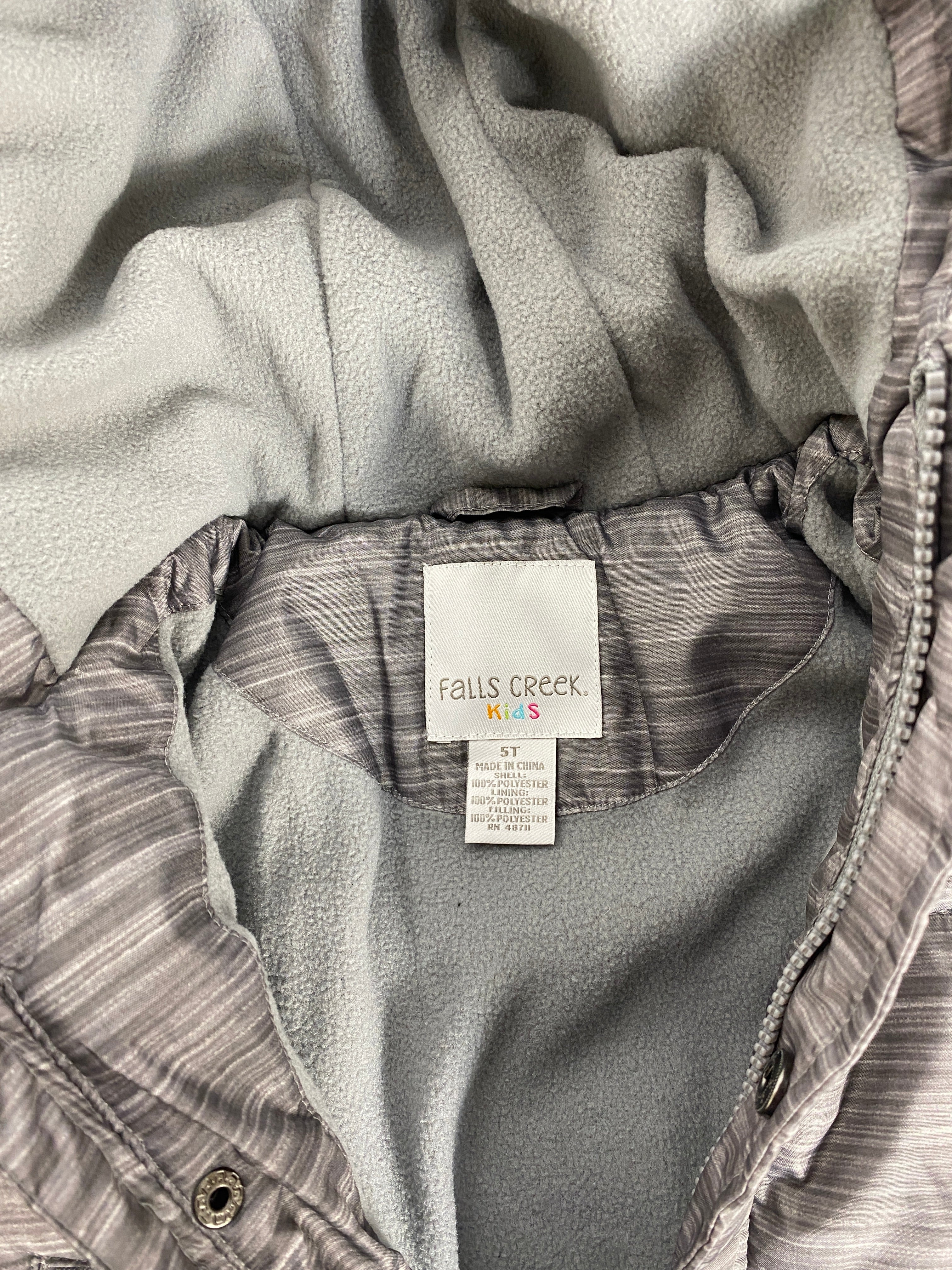 Falls Creek Grey Puffer Jacket Kid's Size 5T *NEW*