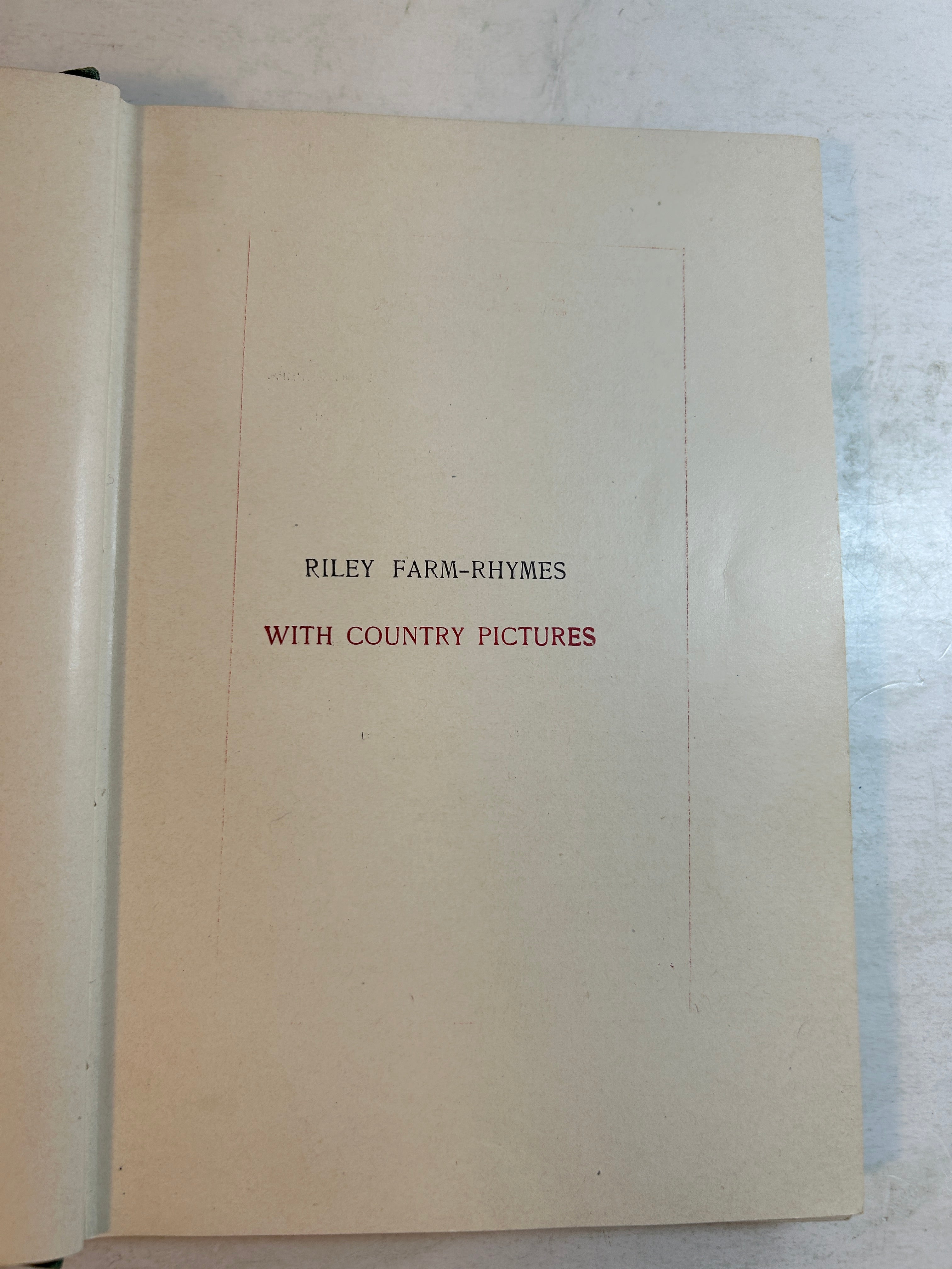 Farm-Rhymes James Whitcomb Riley w/Country Pictures Will Vawter 1905 Merrill HC